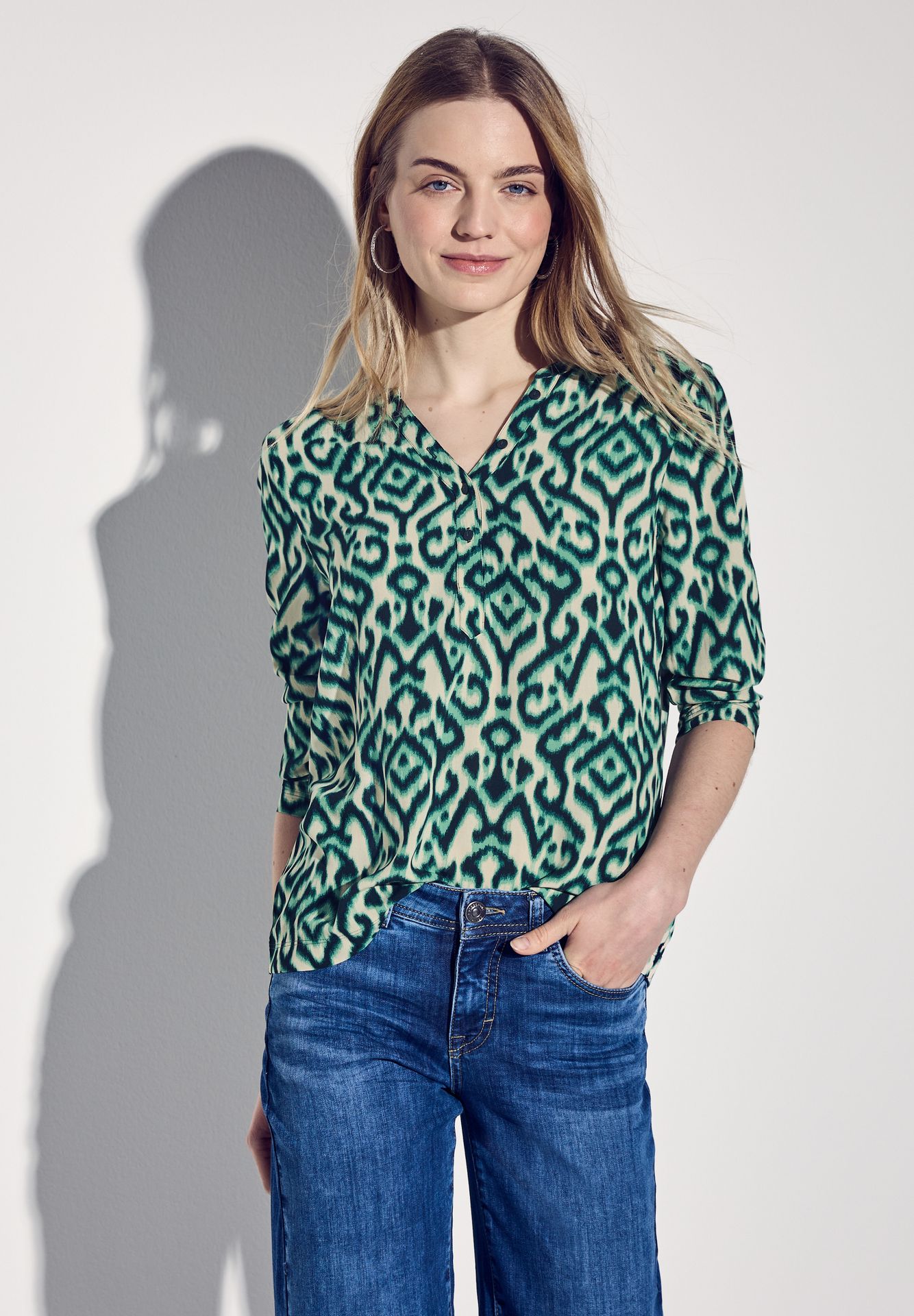 Street-One A322966 printed mat-mix shirt w.but hunter green 2900152695049