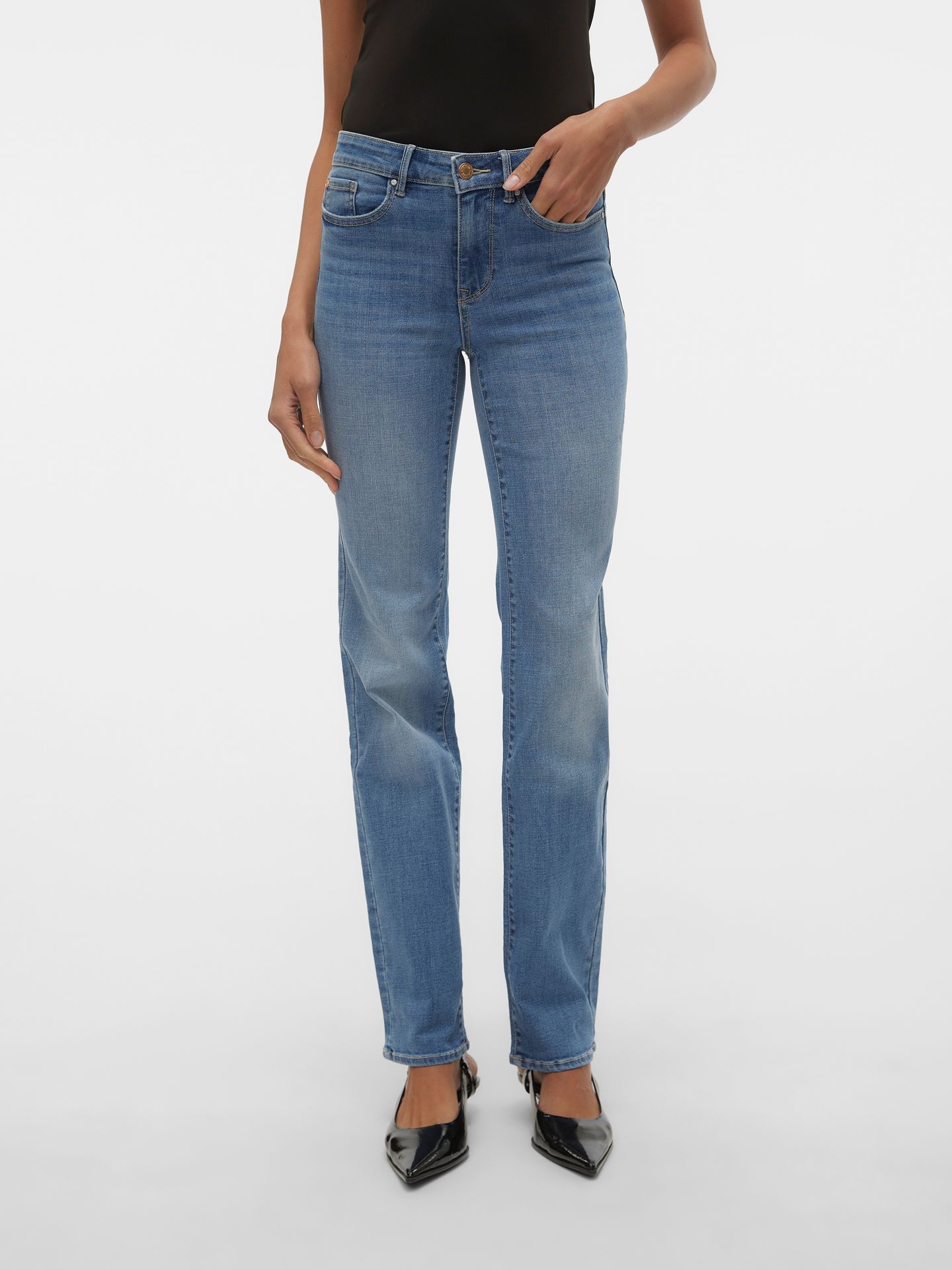 Vero Moda VMFLASH MR STRAIGHT JEANS LI347 GA Medium Blue Denim 00111340-EKA26011400000591