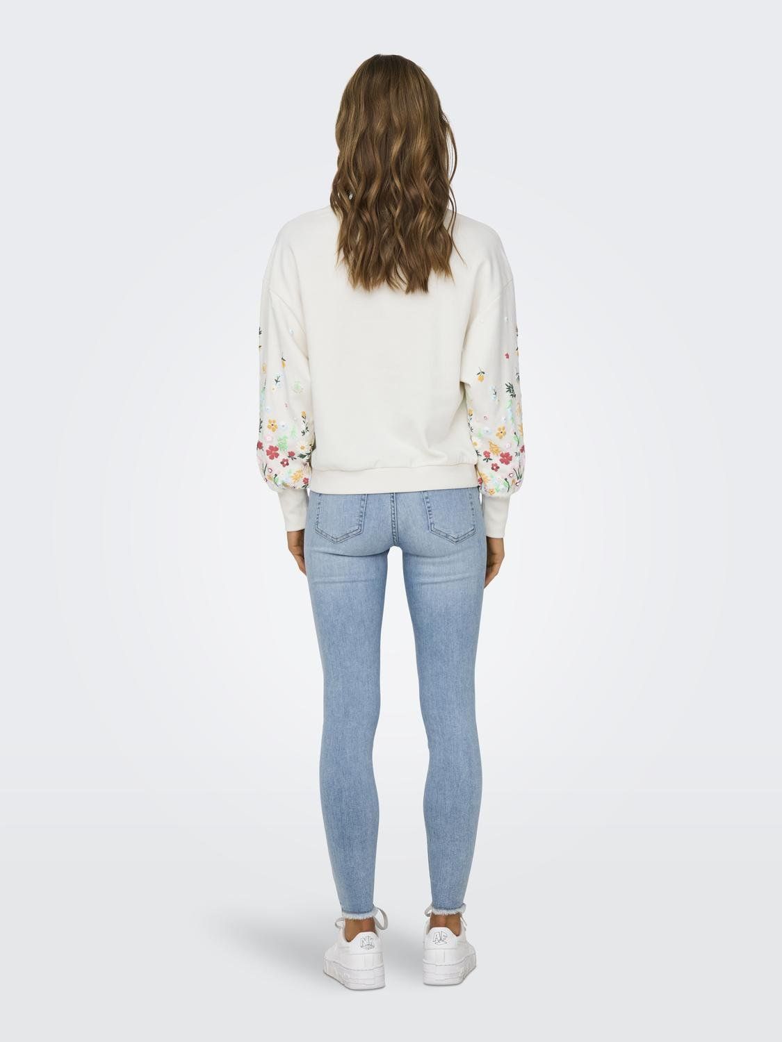 Only ONLBROOKE L/S O-NECK FLOWER SWT NOO Cloud Dancer/BITTERSWEET HEART 2900152763021