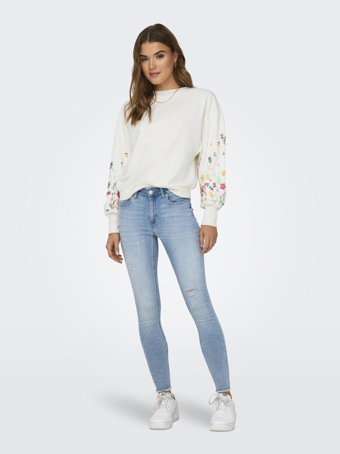 Only ONLBROOKE L/S O-NECK FLOWER SWT NOO Cloud Dancer/BITTERSWEET HEART 2900152763021