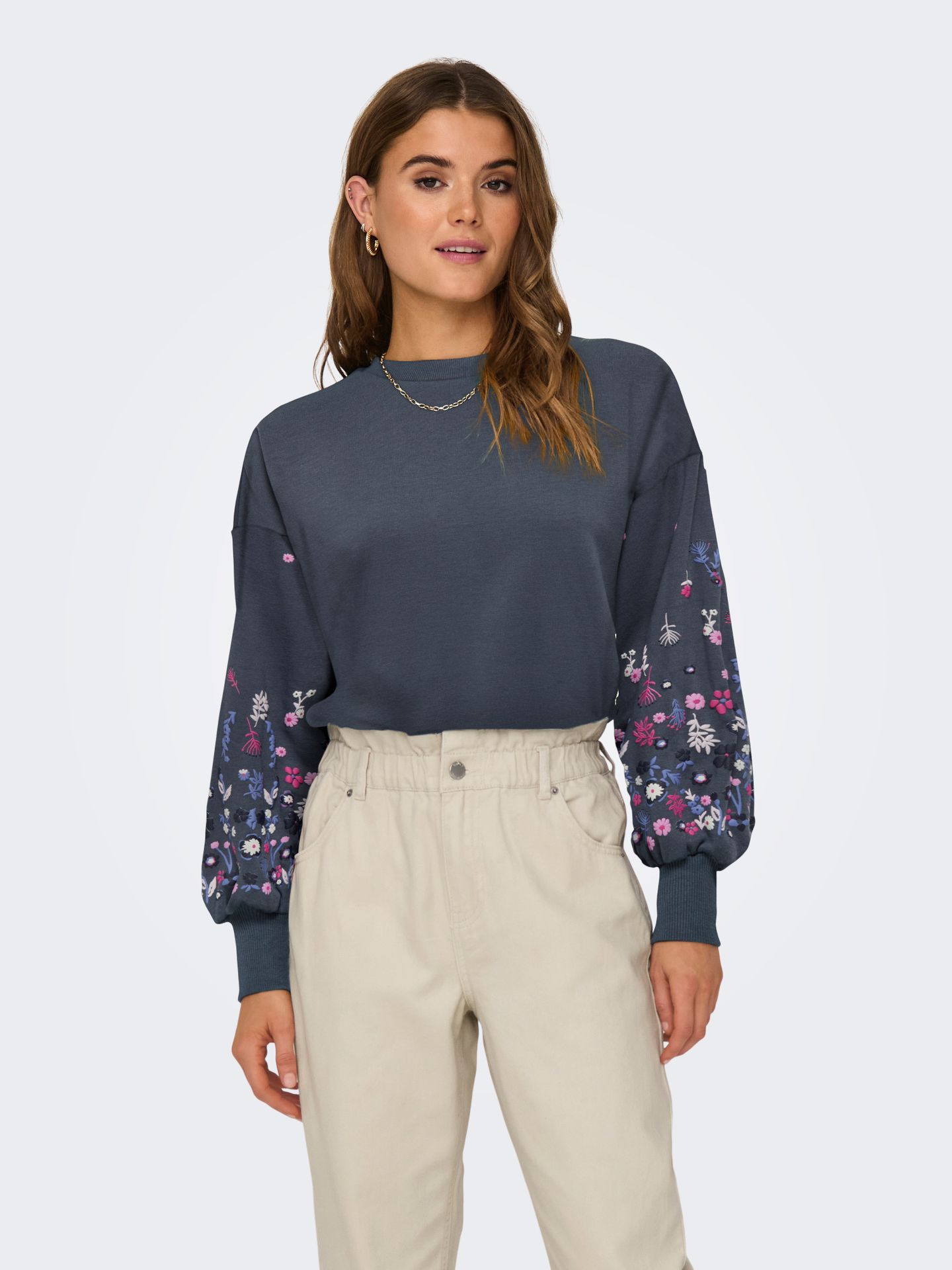 Only ONLBROOKE L/S O-NECK FLOWER SWT NOO Ombre Blue/CLAUDETTE GRAFIC 00111342-EKA26011400002477
