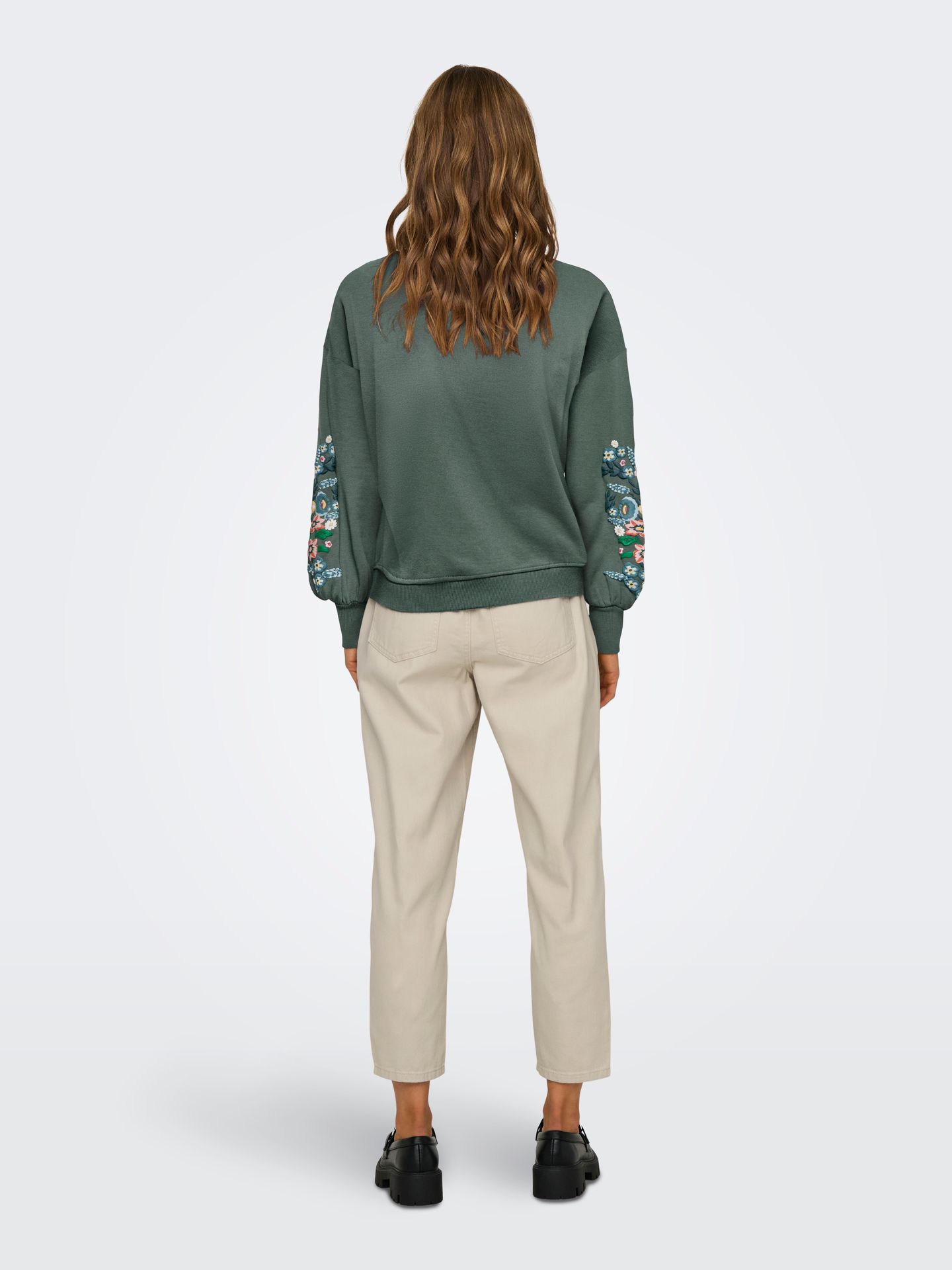 Only ONLBROOKE L/S O-NECK FLOWER SWT NOO Balsam Green/Sleeve multi flowers 2900158336014