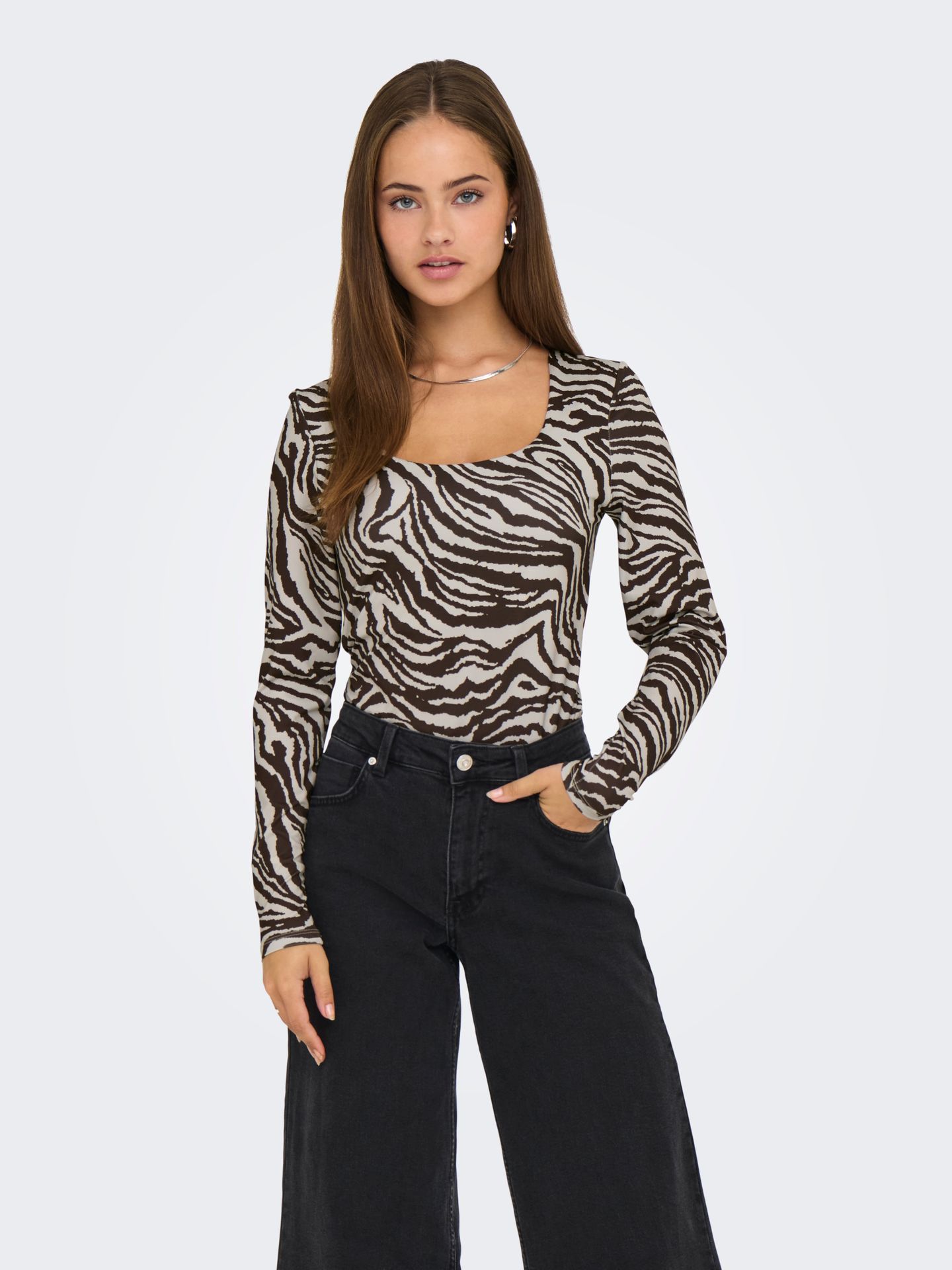 Only ONLLONE AOP L/S TWO WAY TOP JRS Demitasse/ZEBRA 2900152980022