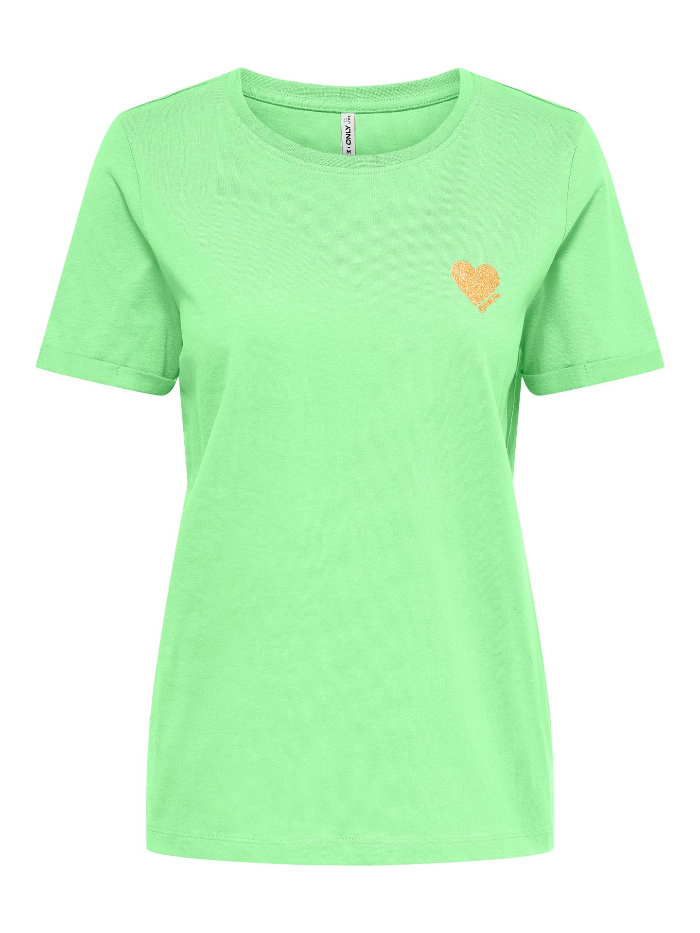 Only ONLKITA LIFE S/S TOP NOOS Paradise Green/Gold glitter heart 2900152984013
