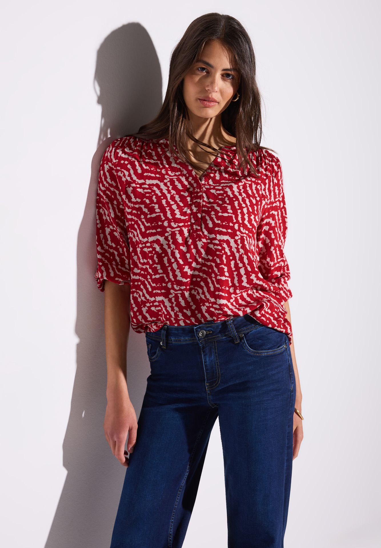 Street-One A323169 printed mat-mix shirt w.but glory red 2900153173027