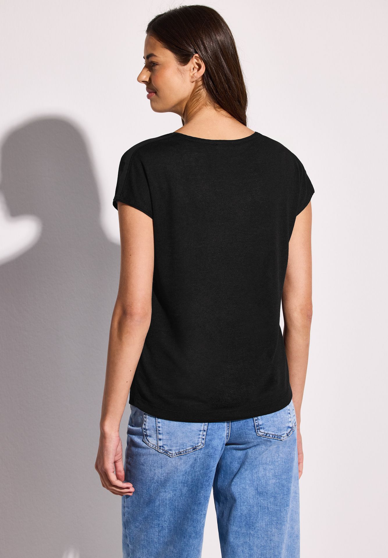 Street-One A323174 linen look partprint shirt black 2900153181039