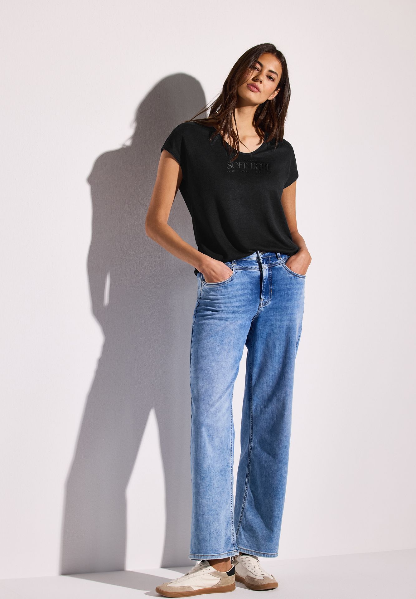 Street-One A323174 linen look partprint shirt black 2900153181039