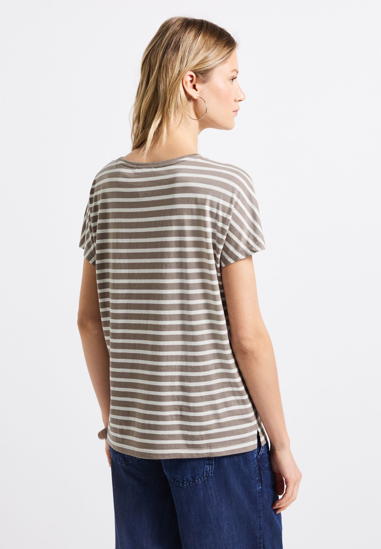 Street-One A323175 striped shirt w.wording vintage stone 2900153184030