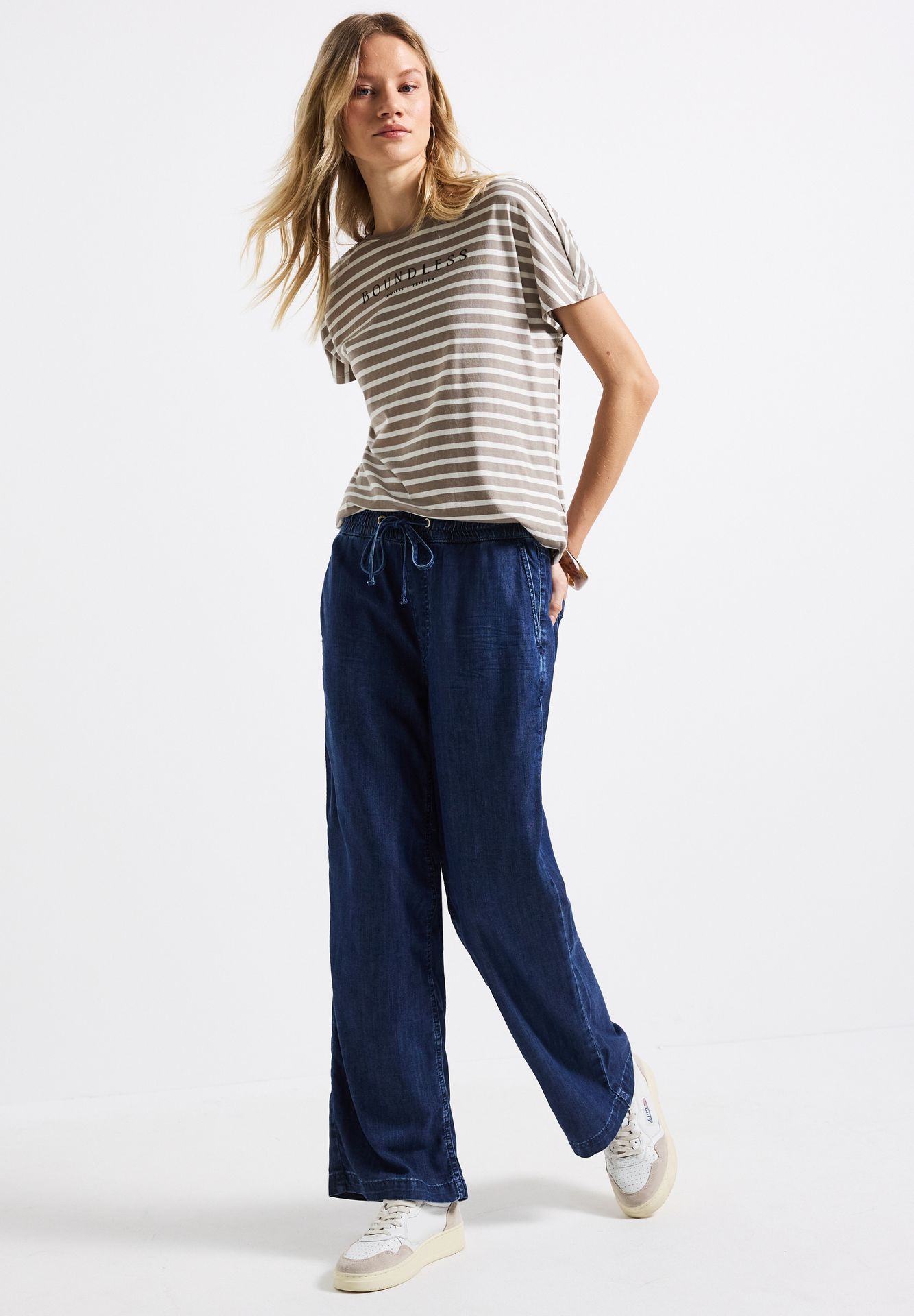 Street-One A323175 striped shirt w.wording vintage stone 2900153184030