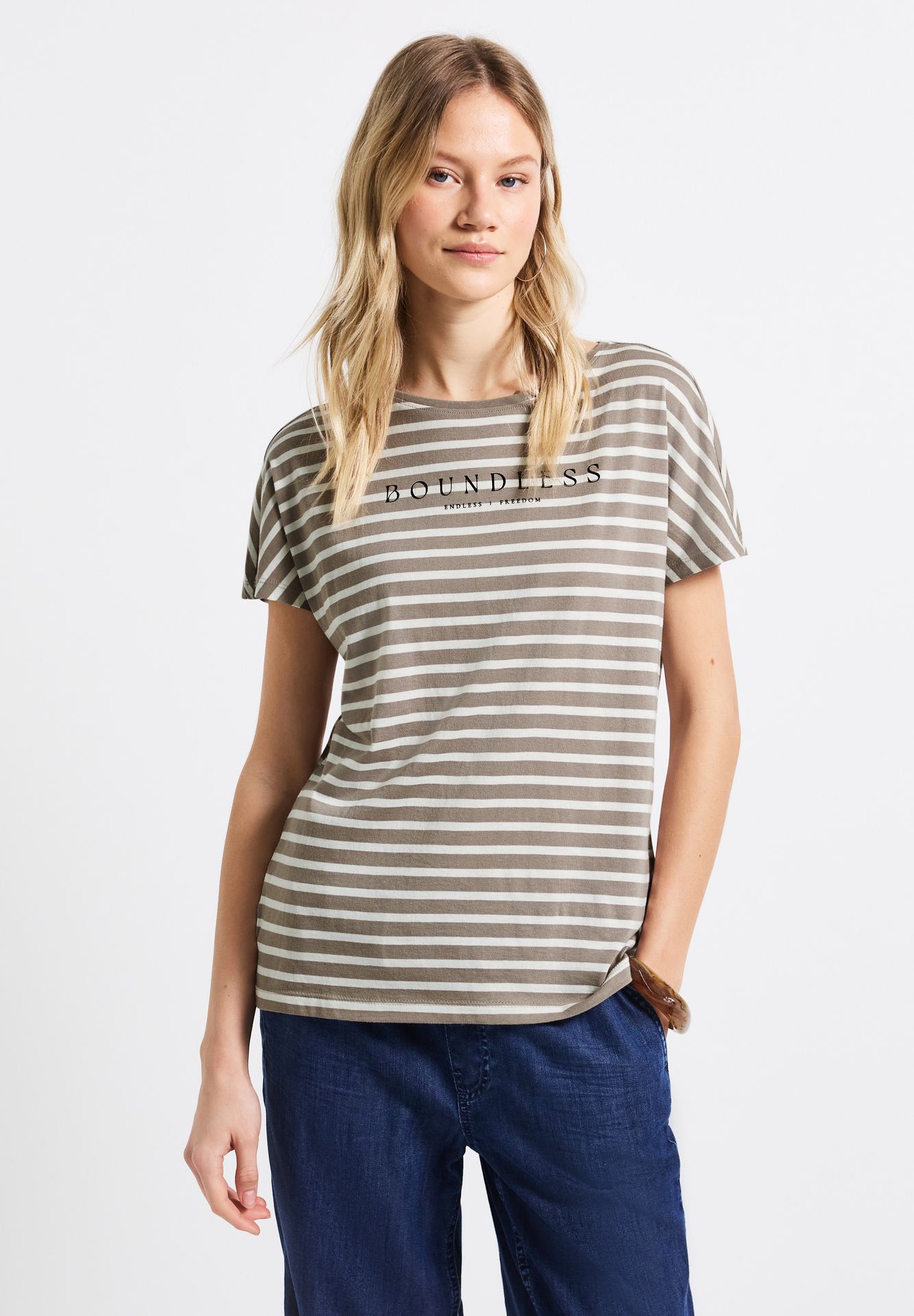 Street-One A323175 striped shirt w.wording vintage stone 2900153184030