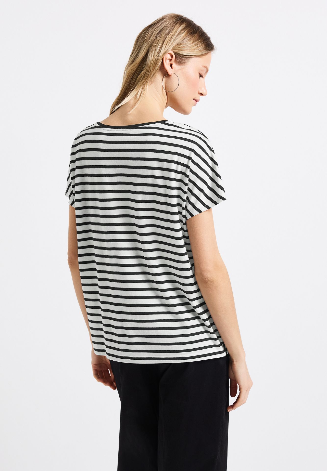 Street-One A323175 striped shirt w.wording black 2900153183064