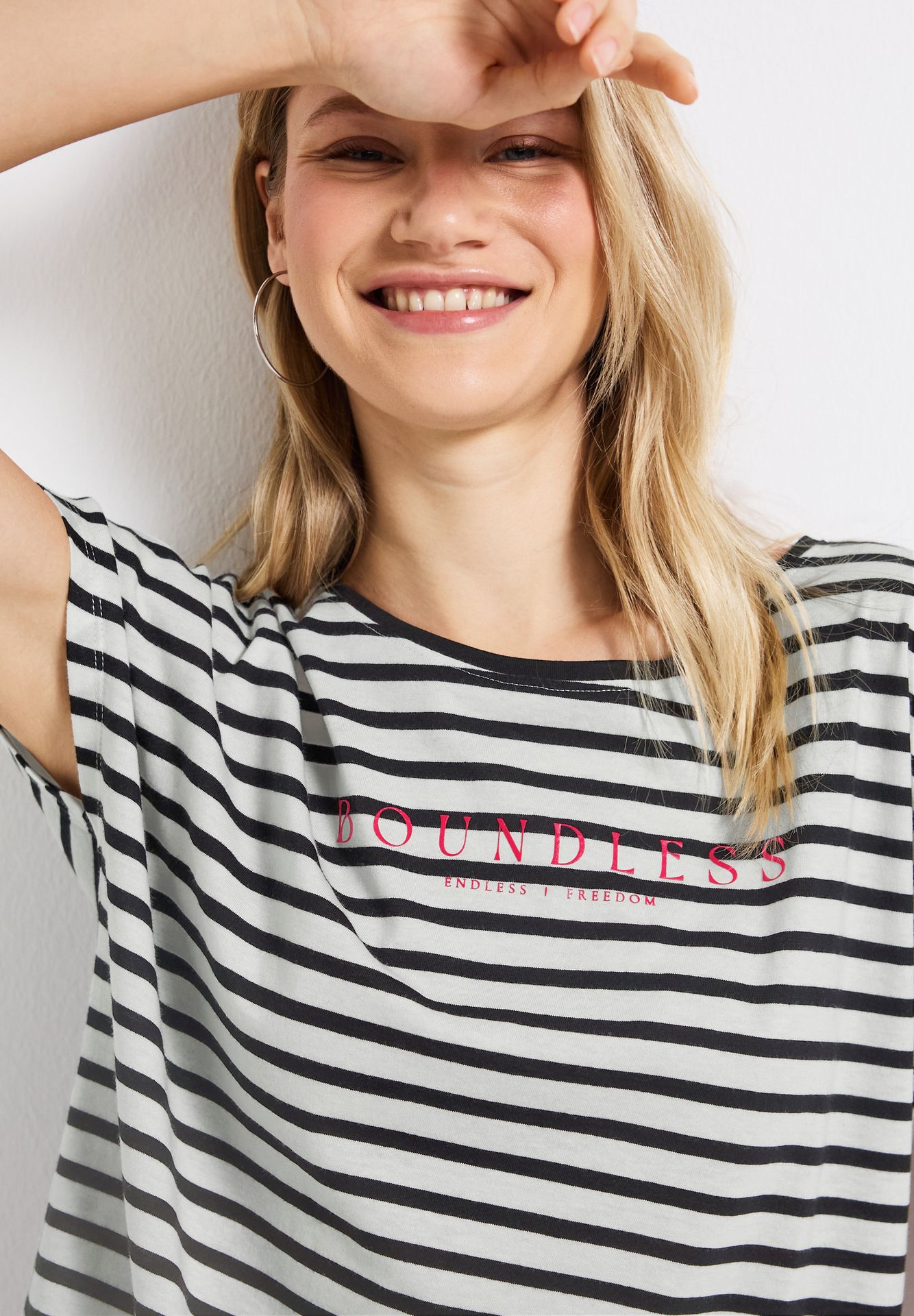 Street-One A323175 striped shirt w.wording black 2900153183064