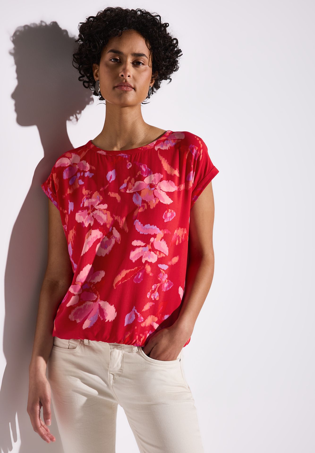 Street-One A345629 Roundneck blouse w dropped glory red 2900153190024