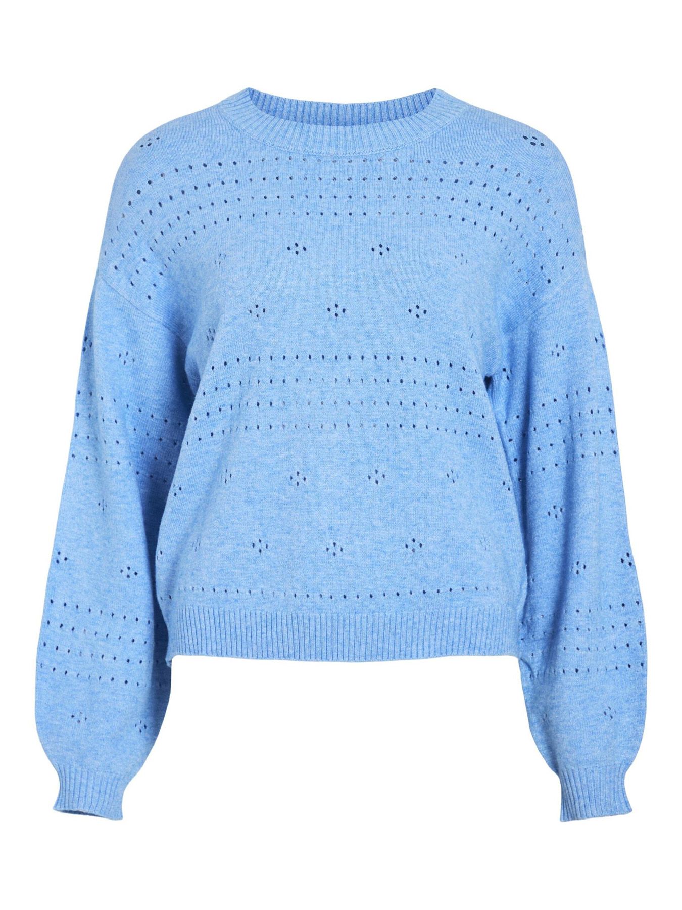 vila VIRIL L/S O-NECK POINTELLE KNIT TOP Kentucky Blue/MELANGE 2900153279057 vila VIRIL L/S O-NECK POINTELLE KNIT TOP Kentucky Blue/MELANGE 2900153279057