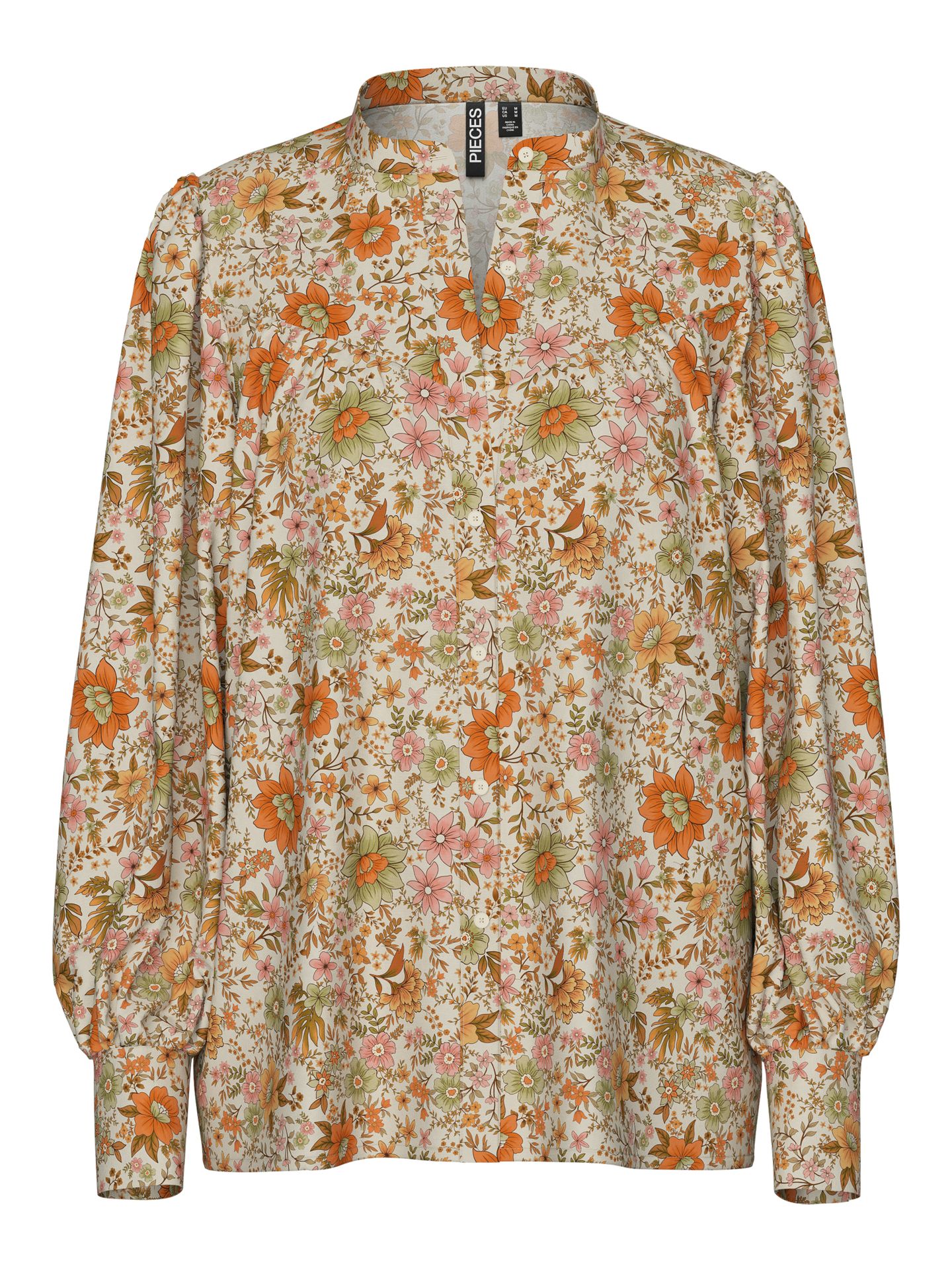 Pieces PCASHLEY LS SHIRT WVN D2D Birch/Green/orange flowers 00111559-EKA26011400000590