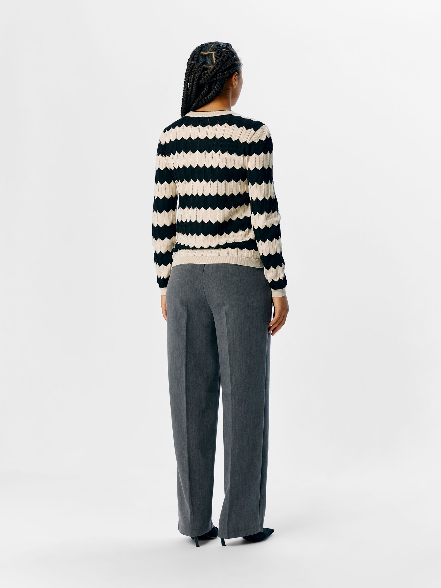 Object OBJEBBA L/S RE KNIT PULLOVER NOOS Sandshell/Black 2900153399038