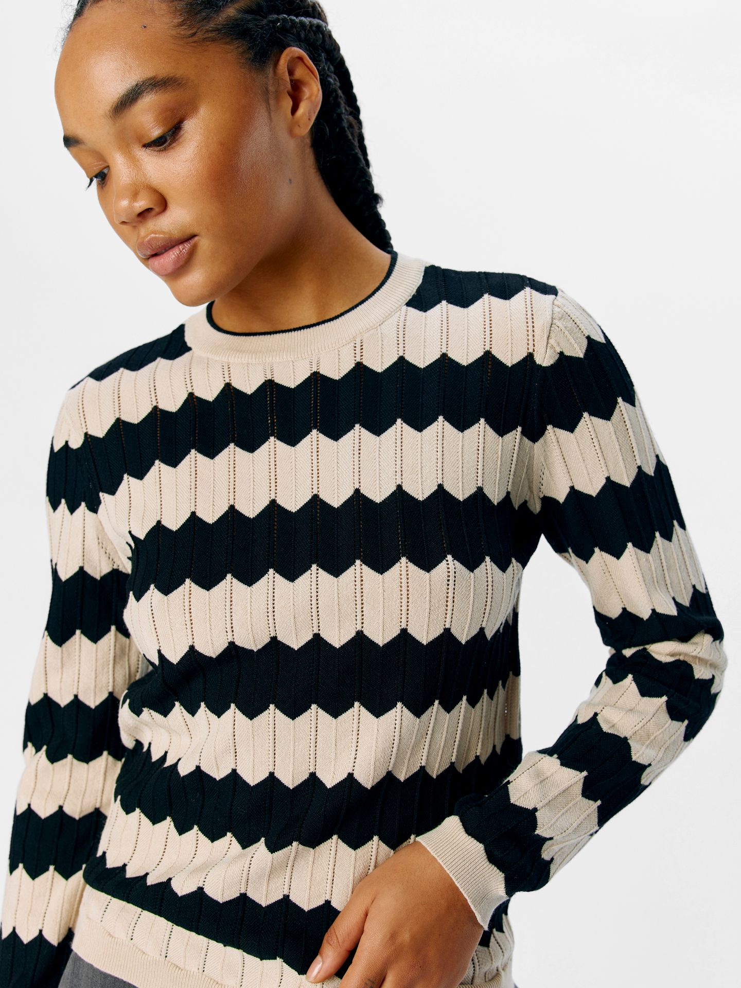 Object OBJEBBA L/S RE KNIT PULLOVER NOOS Sandshell/Black 2900153399038
