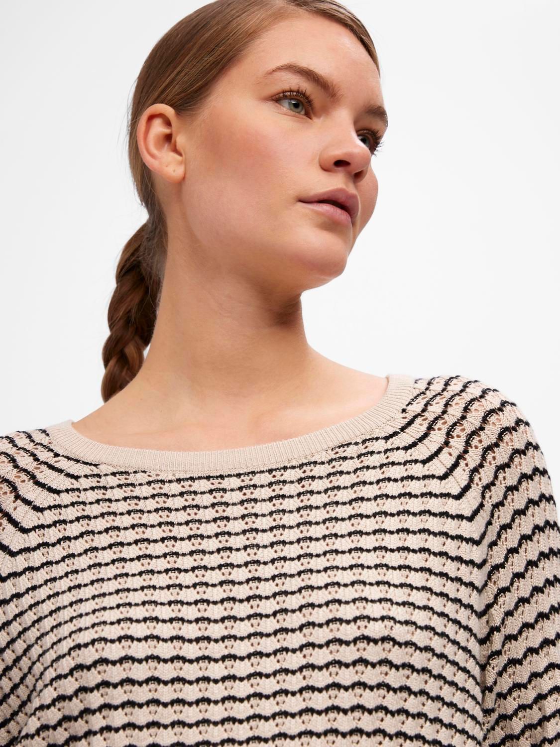 Object OBJESTER L/S KNIT PATTERN TOP NOOS Sandshell/Black 2900153401021