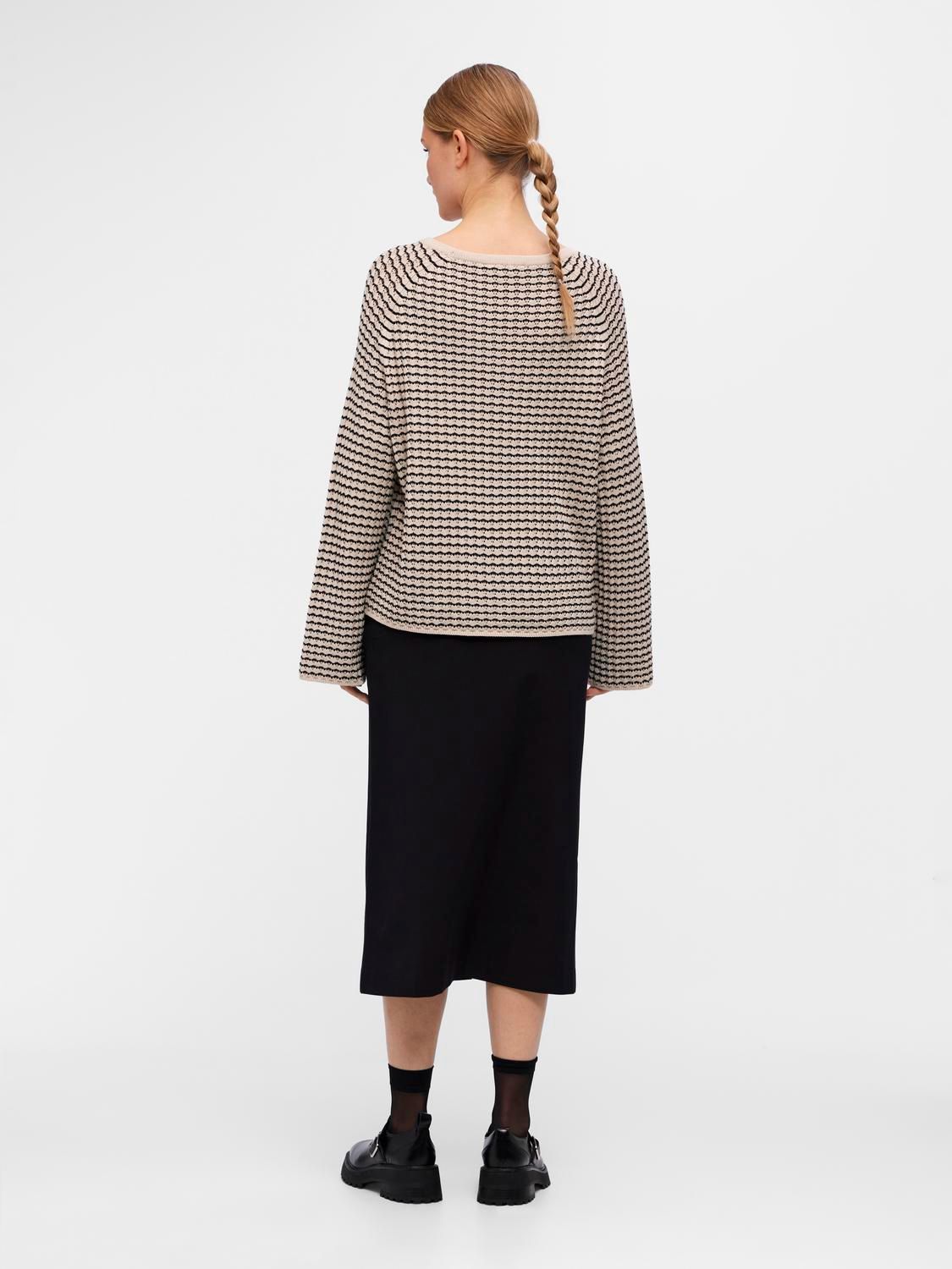 Object OBJESTER L/S KNIT PATTERN TOP NOOS Sandshell/Black 2900153401021
