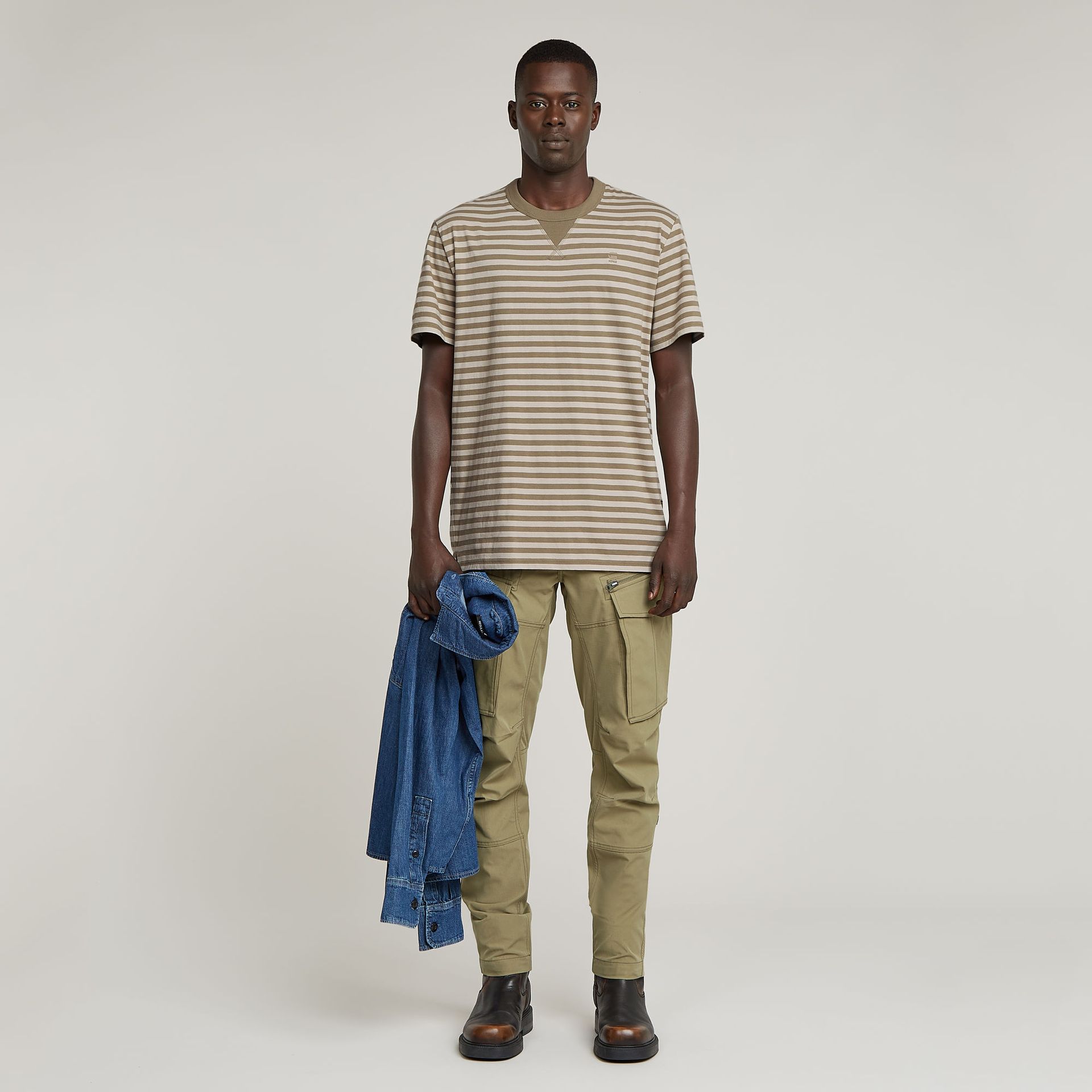 G-star Raw Nifous stripe r t H227 ensis green/dk brick stripe 2900153430076