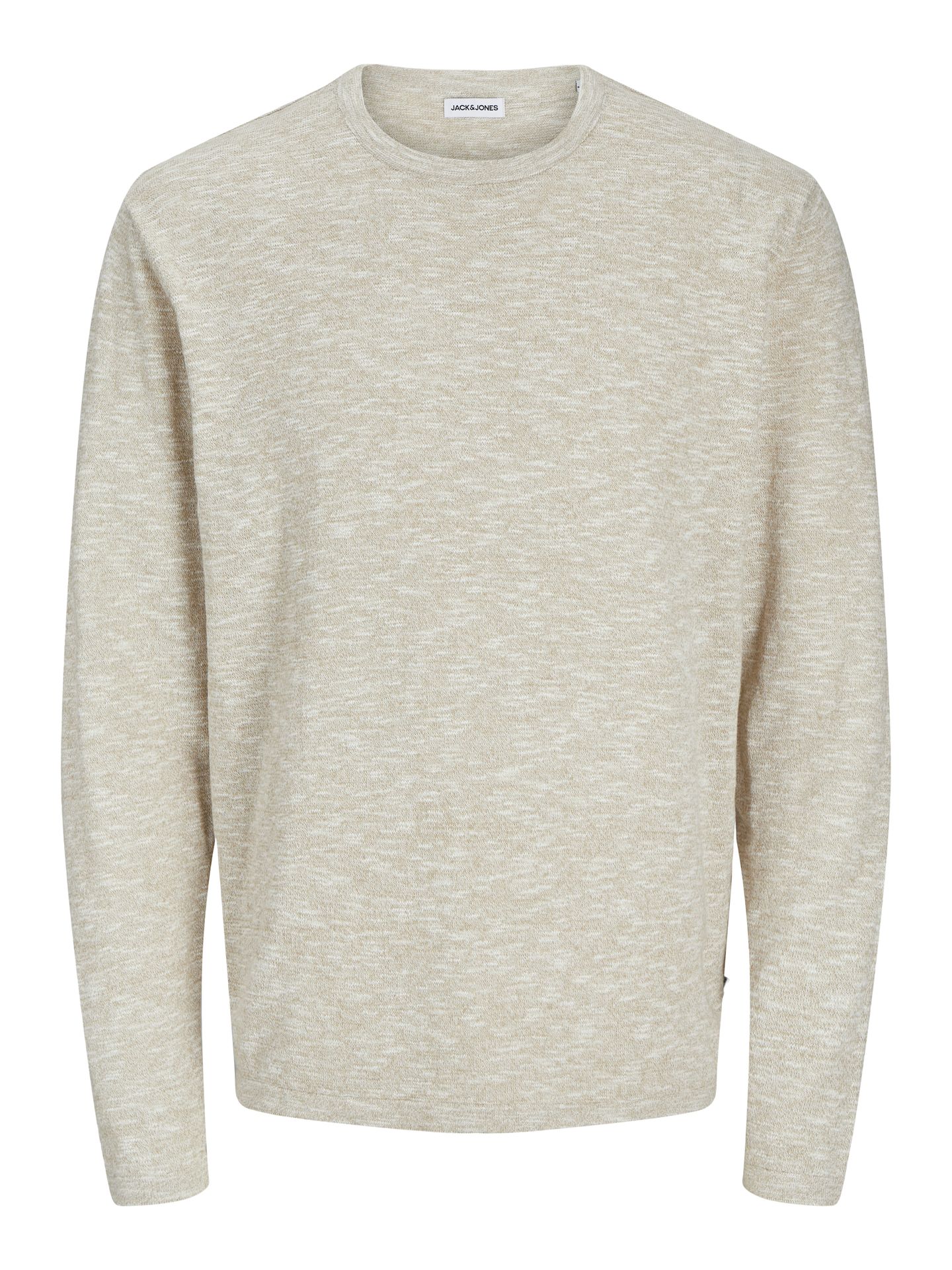 Jack & Jones JJESUMMER KNIT CREW NECK SN Crockery/w. White 00111634-EKA26011400000519