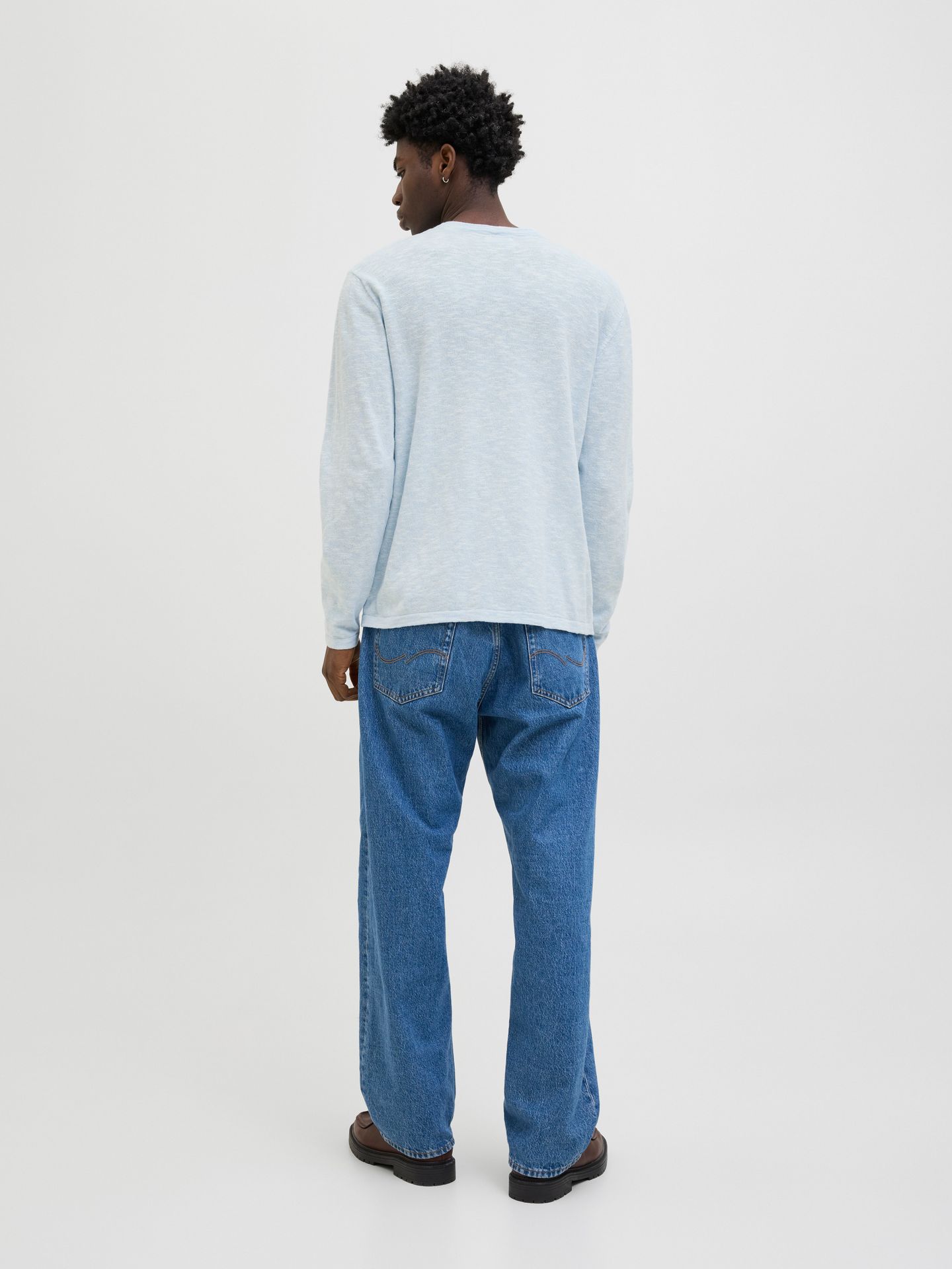 Jack & Jones JJESUMMER KNIT CREW NECK SN Chambray Blue/w. White 2900153458049