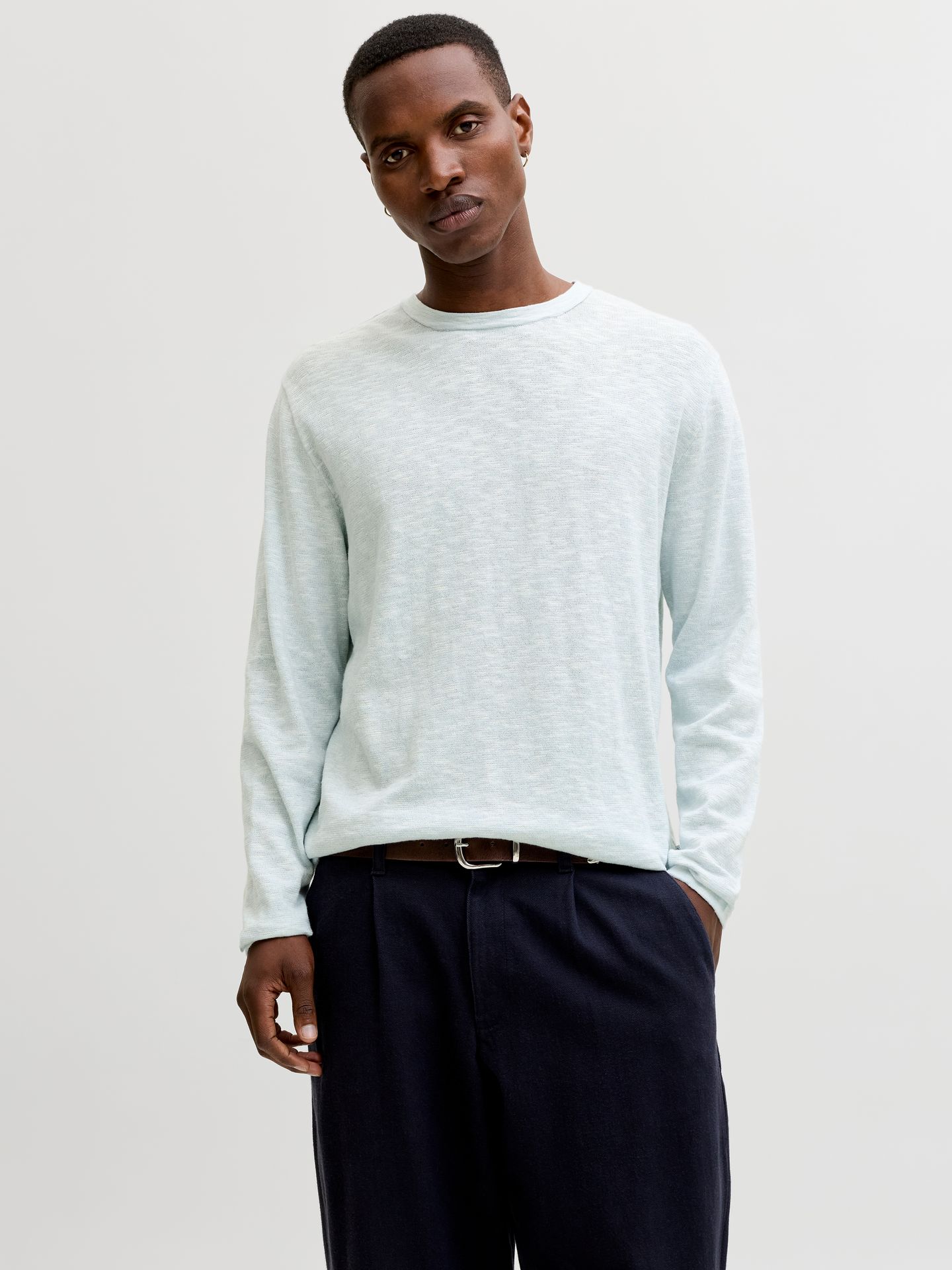 Jack & Jones JJESUMMER KNIT CREW NECK SN Celestial Blue/w. White 2900162851039