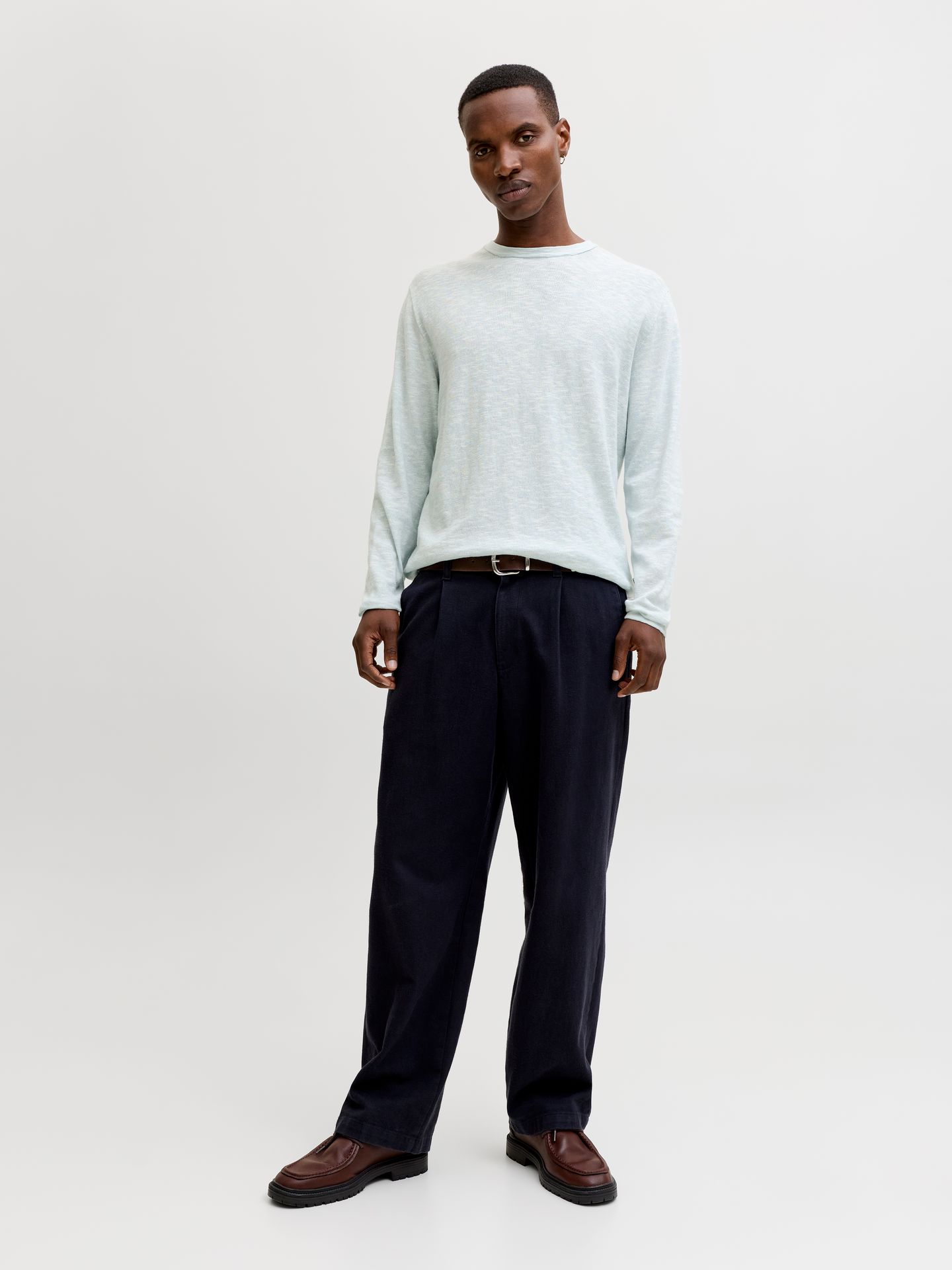 Jack & Jones JJESUMMER KNIT CREW NECK SN Celestial Blue/w. White 2900162851039