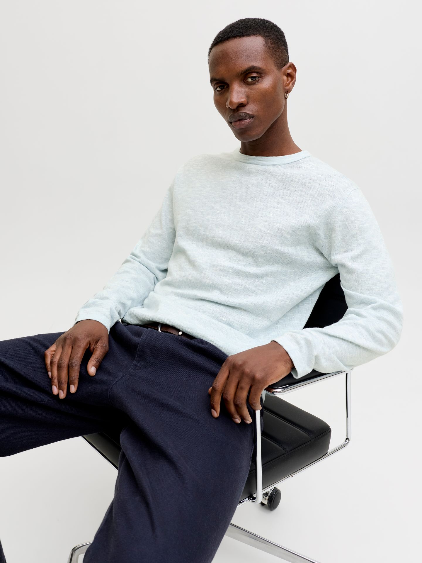 Jack & Jones JJESUMMER KNIT CREW NECK SN Celestial Blue/w. White 2900162851039