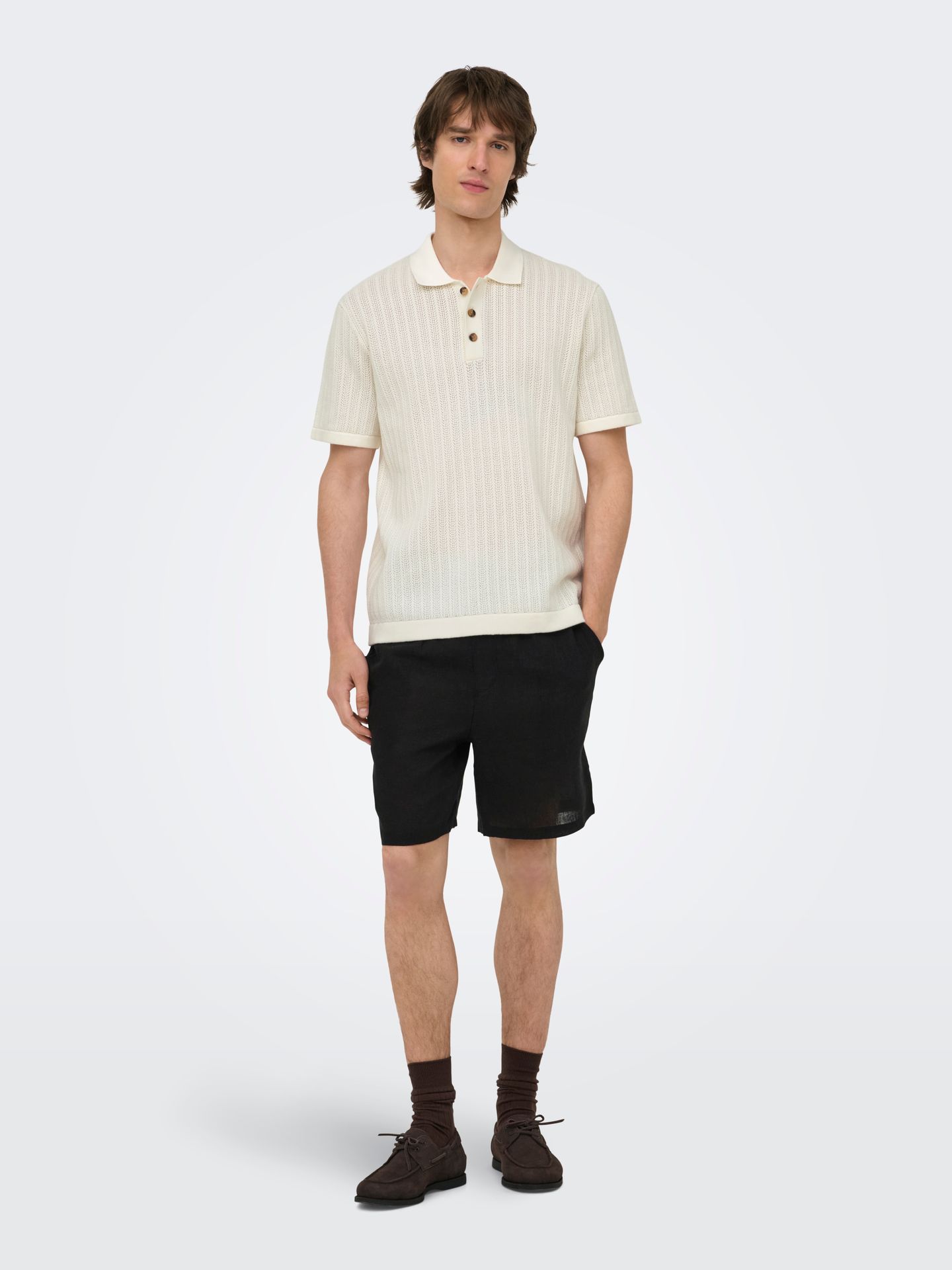 Only & Sons ONSMOON REG 12 SS POLO KNIT Egret 2900153557056