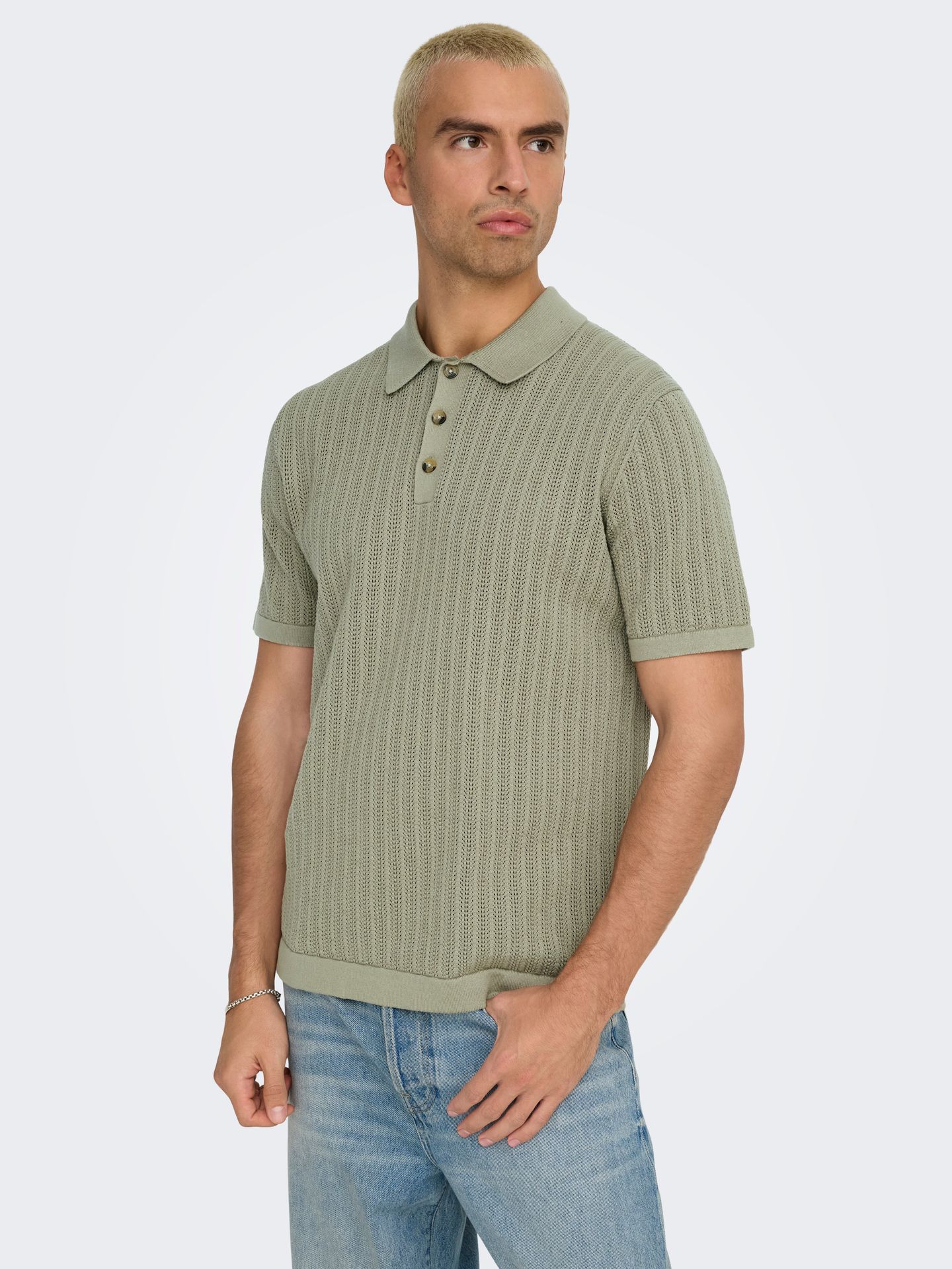 Only & Sons ONSMOON REG 12 SS POLO KNIT Laurel Oak 2900153558022