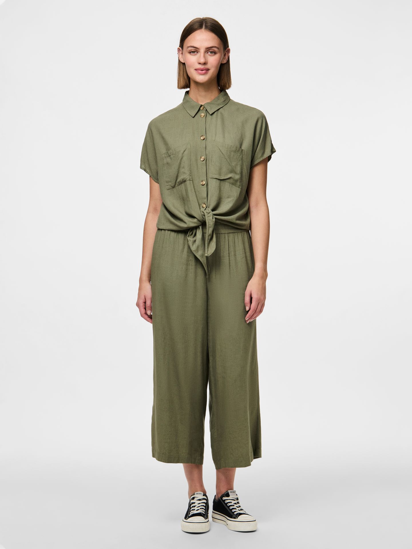 Pieces PCPIA SS TIE SHIRT WVN NOOS Deep Lichen Green 2900154768024