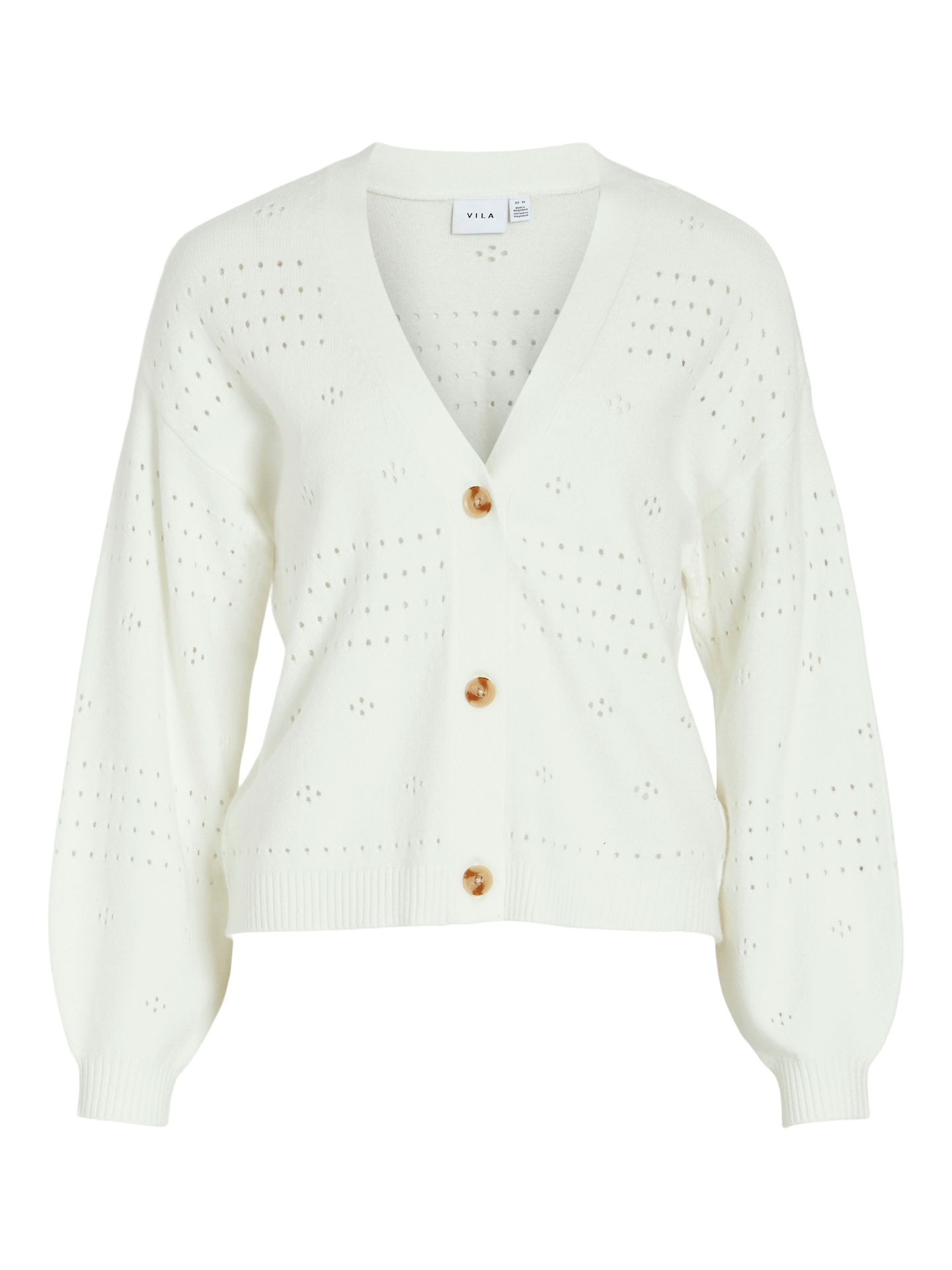 Vila VIRIL V-NECK L/S KNIT CARDIGAN - NO White Alyssum 2900153591036