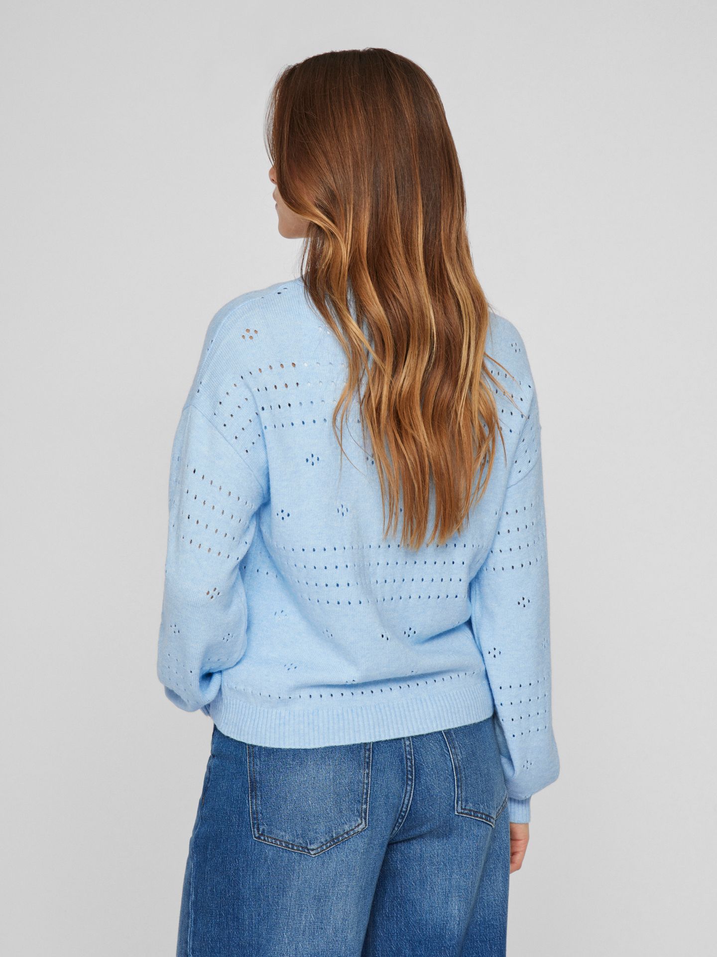 Vila VIRIL V-NECK L/S KNIT CARDIGAN - NO Kentucky Blue/MELANGE 2900153590046