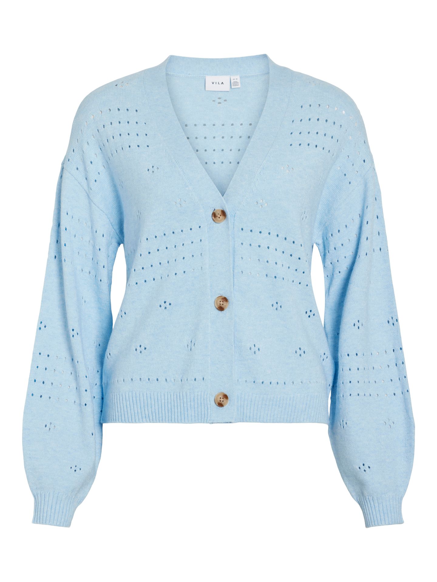 Vila VIRIL V-NECK L/S KNIT CARDIGAN - NO Kentucky Blue/MELANGE 2900153590046