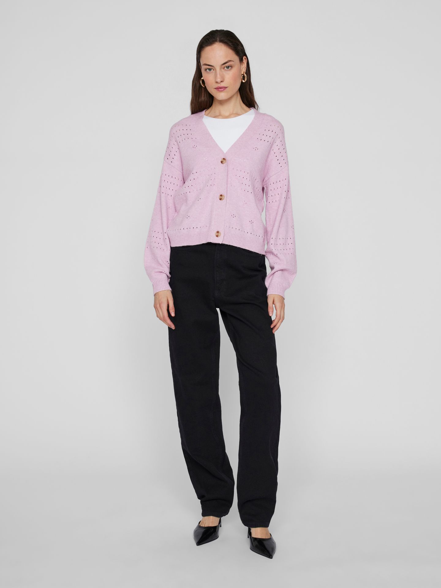 vila VIRIL V-NECK L/S KNIT CARDIGAN - NO Winsome Orchid/MELANGE 2900153592019
