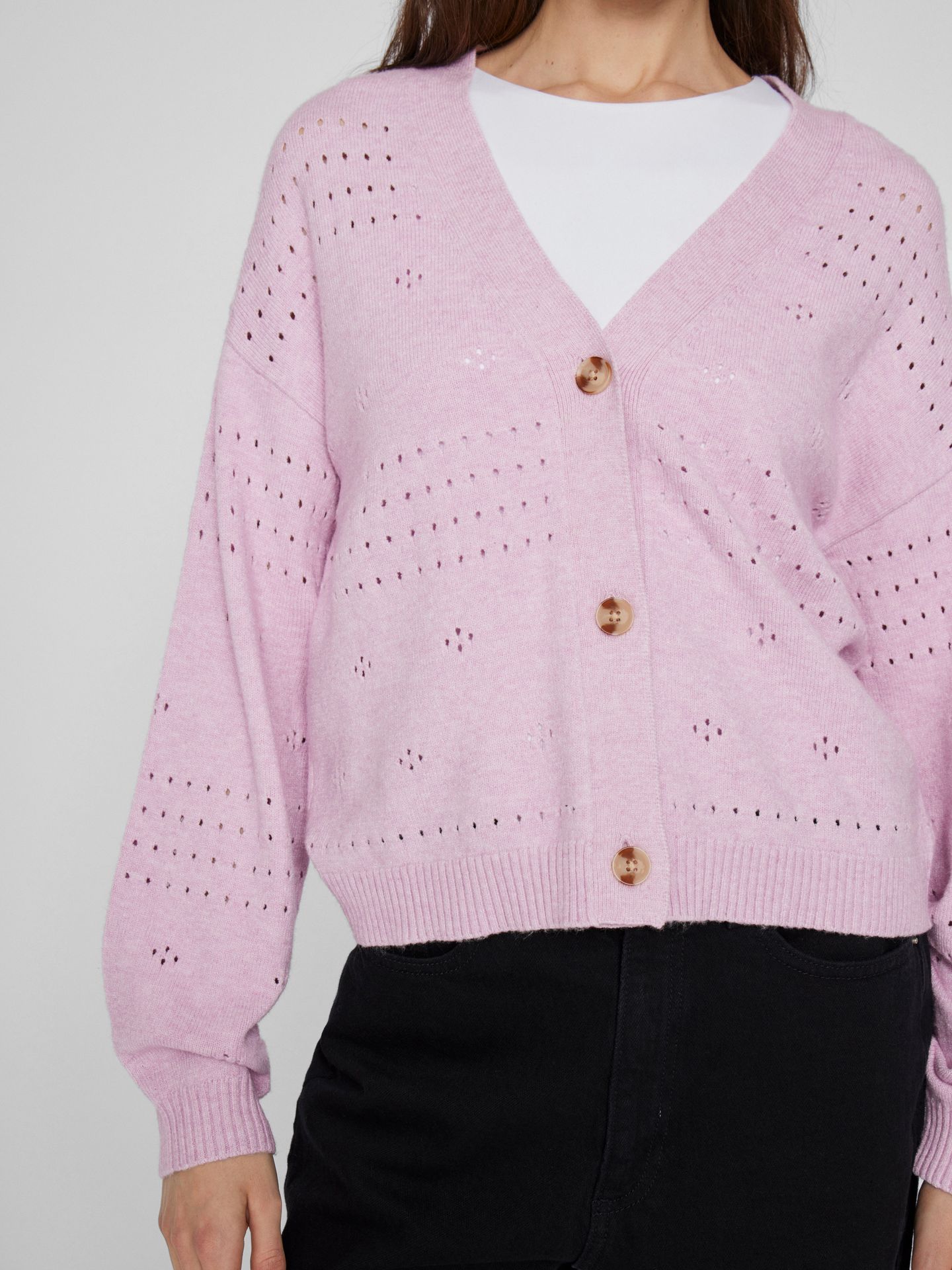 vila VIRIL V-NECK L/S KNIT CARDIGAN - NO Winsome Orchid/MELANGE 2900153592019