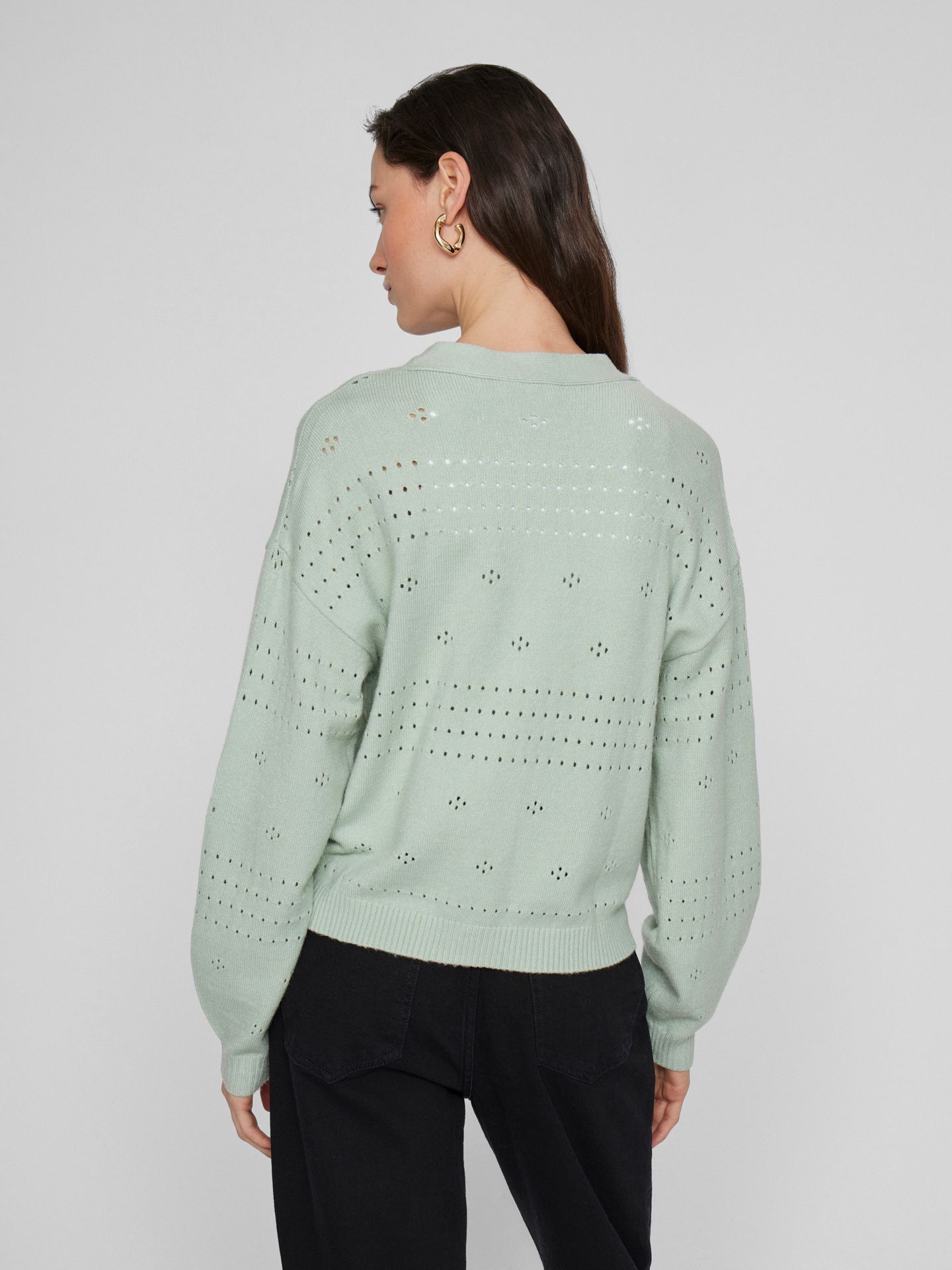 Vila VIRIL V-NECK L/S KNIT CARDIGAN - NO Silt Green/BIRCH 2900153593047
