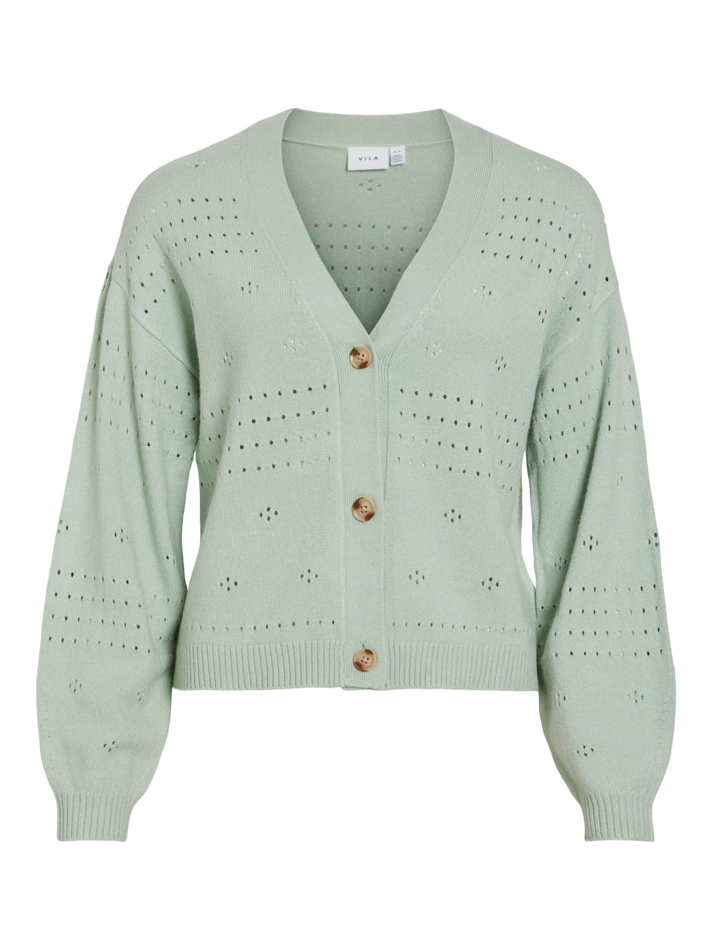 Vila VIRIL V-NECK L/S KNIT CARDIGAN - NO Silt Green/BIRCH 2900153593047