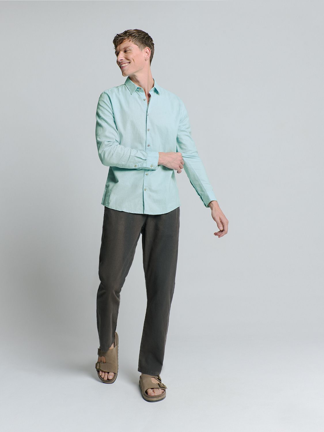 No Excess Shirt Solid With Linen 151 ice 00111706-EKA14000100000076