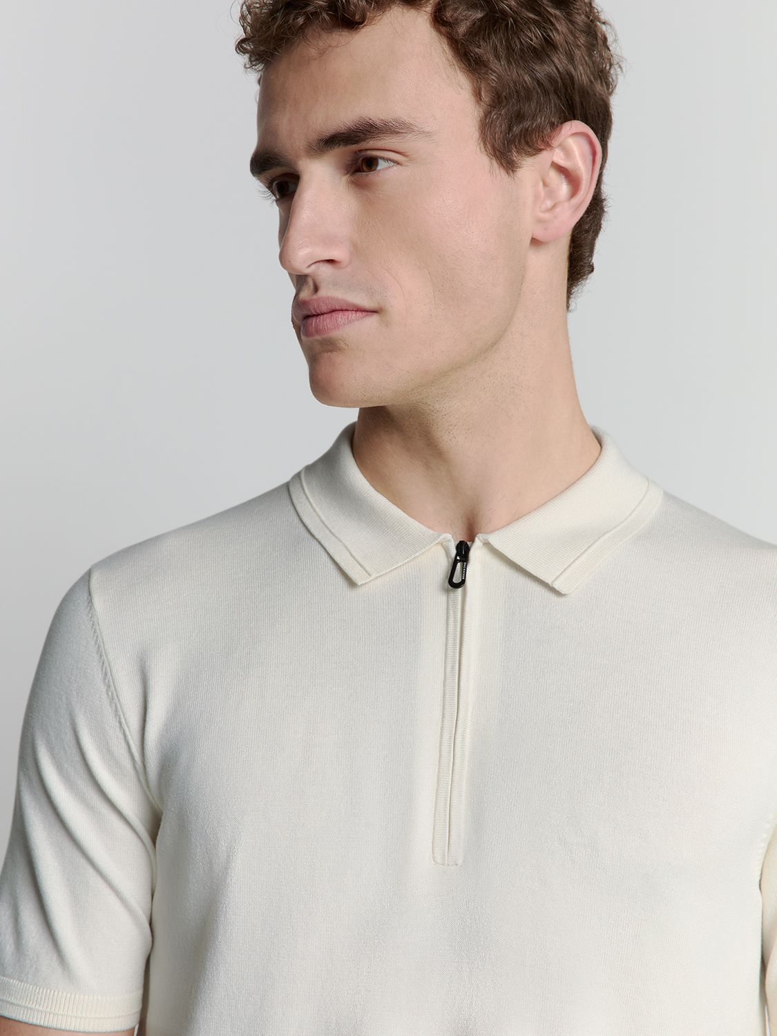 No Excess Pullover Short Sleeve Polo Zip Solid 011 offwhite 2900153608086