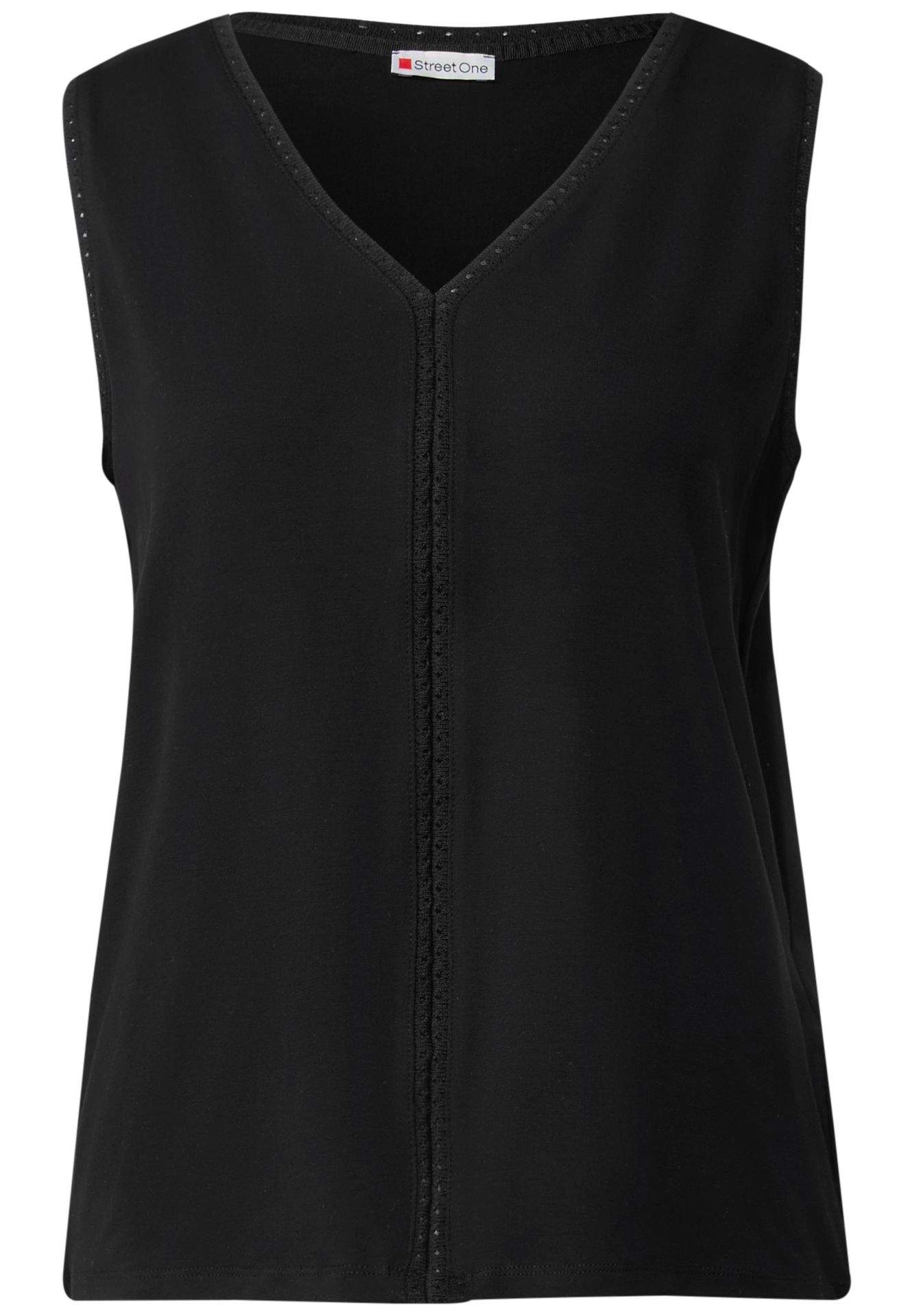 Street One A323333 jersey top w.crochet tape black 00111749-L0019000200000011