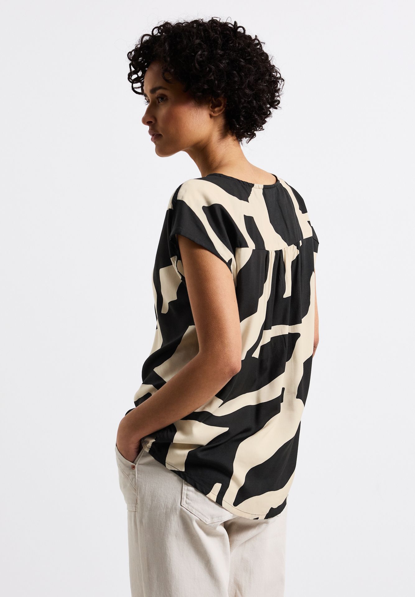Street One A345739 LTD QR Blouse Top w button whale tail grey 2900153775023