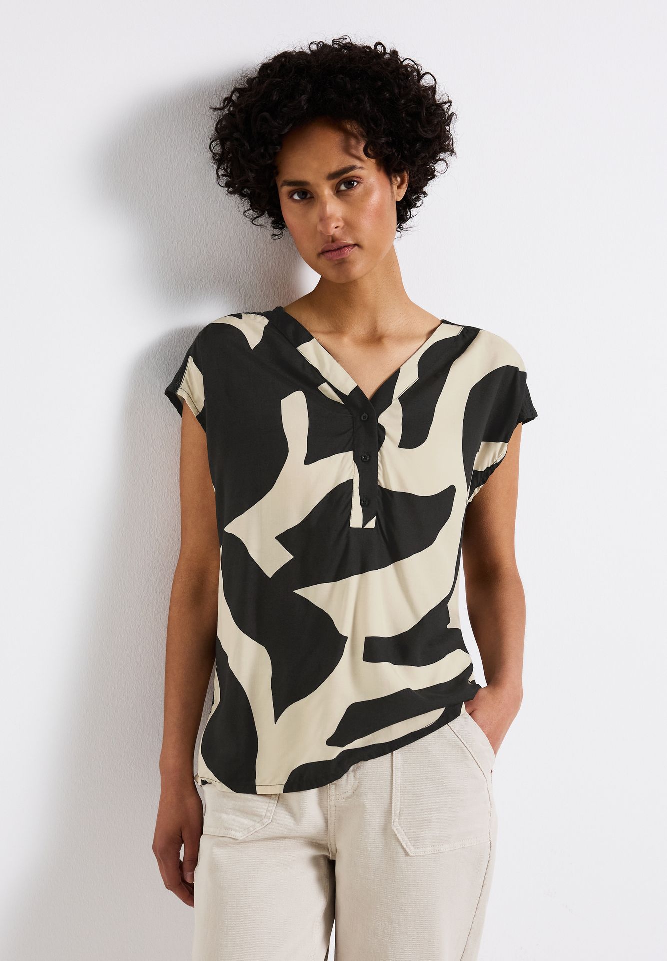 Street One A345739 LTD QR Blouse Top w button whale tail grey 00111790-EKA19000200000535