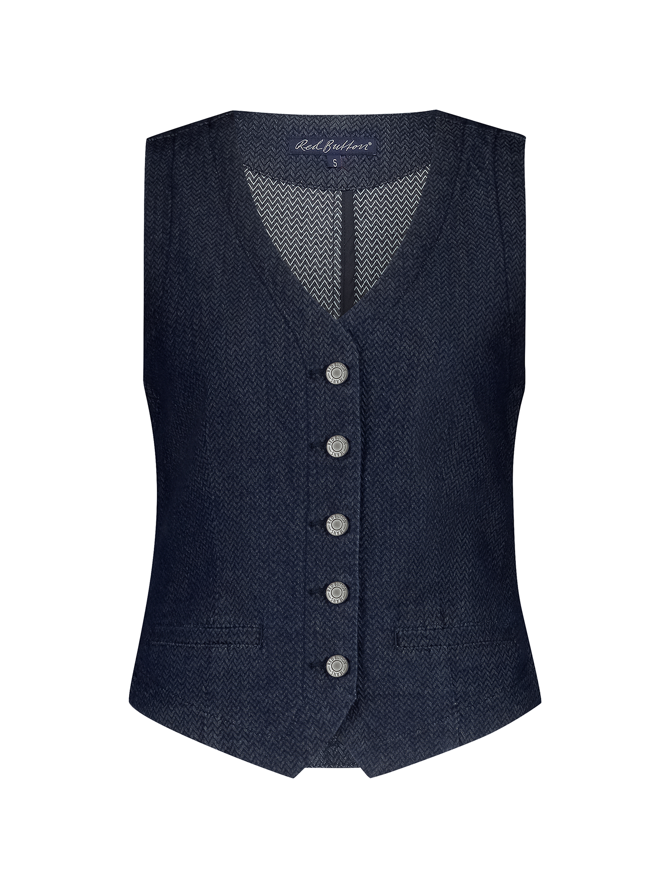 Red Button Waistcoat Denim Herringbone dark blue15 00111833-EKA26007300000034