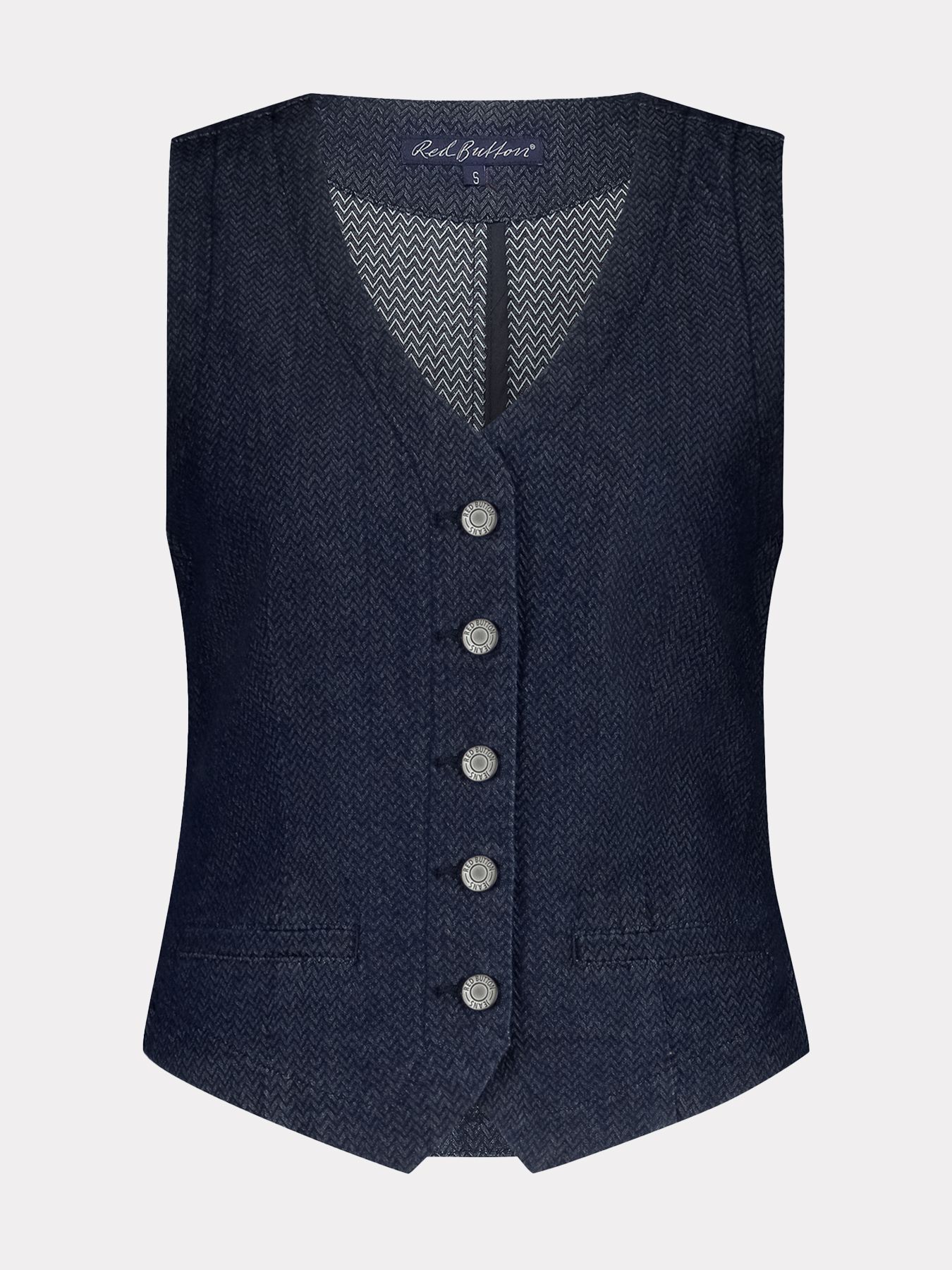 Red Button Waistcoat Denim Herringbone dark blue15 2900153848048
