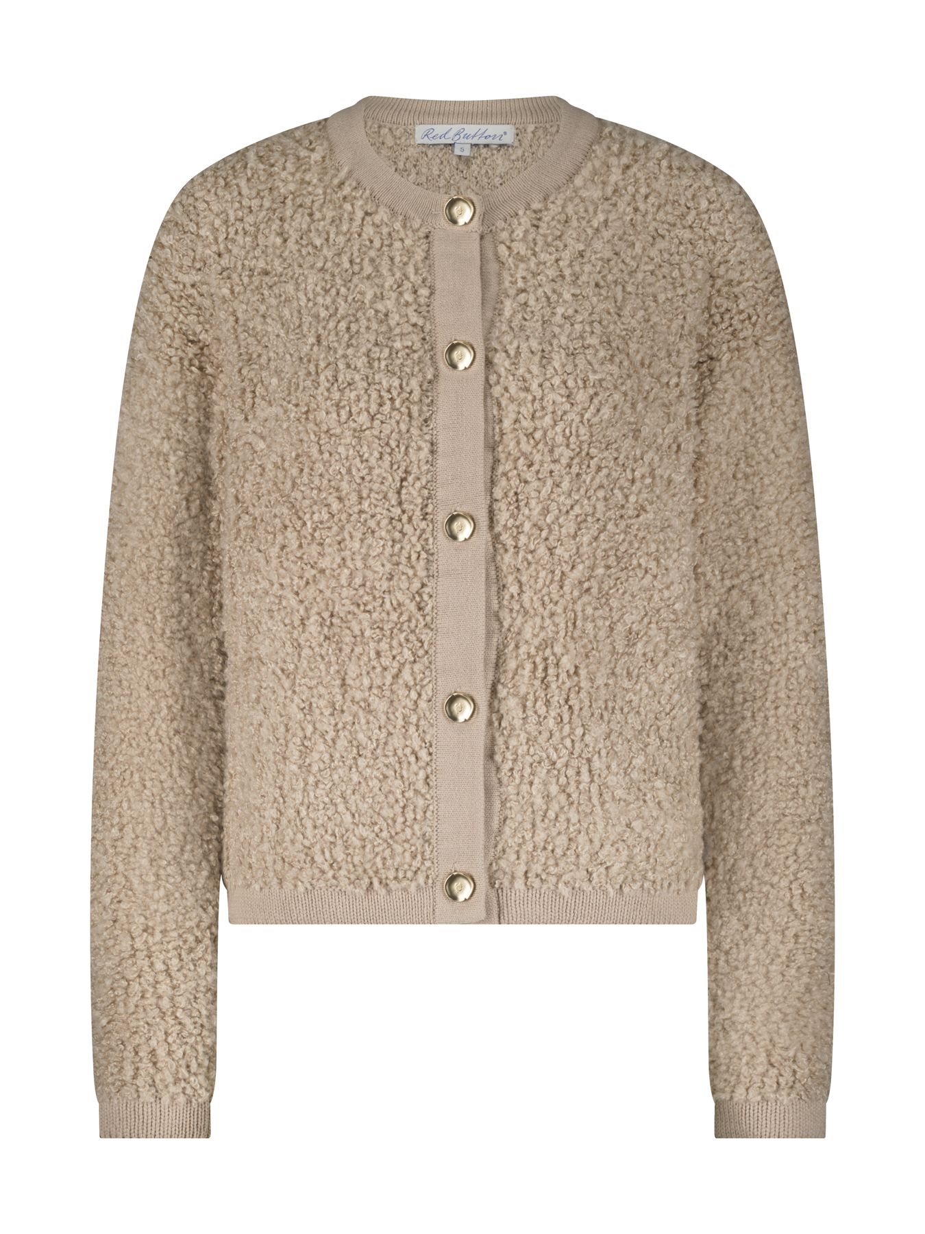 Red Button Jacket Knit Boucle Latte416 2900153857033