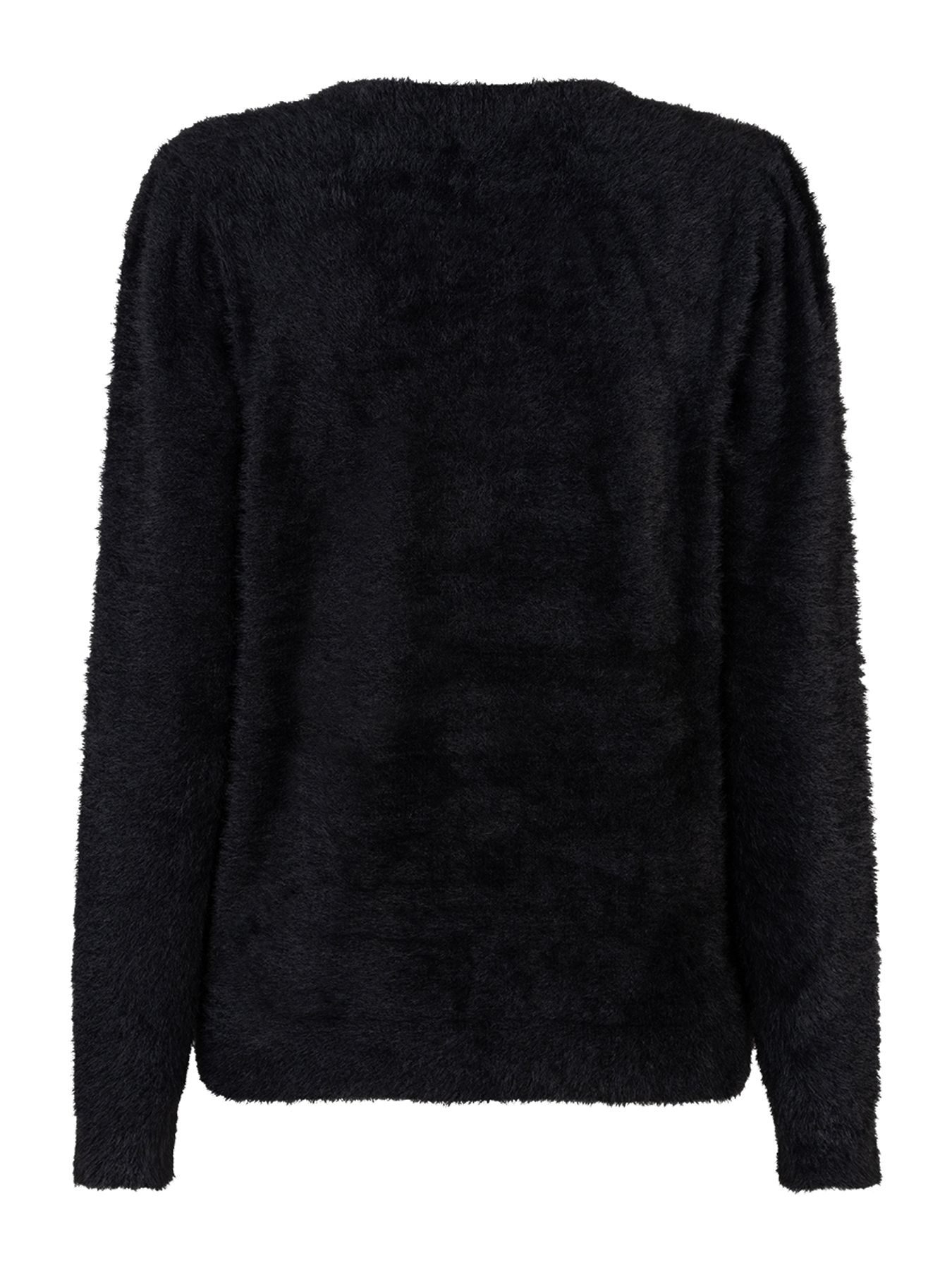 Red Button Fuzzy Puff sleeve black1 2900153876027