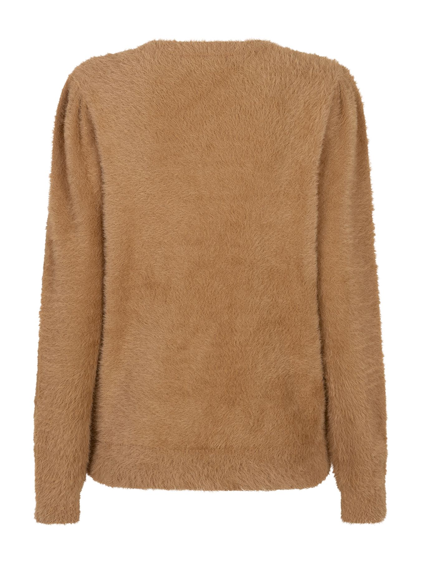 Red Button Fuzzy Puff sleeve Almond115 2900153874047