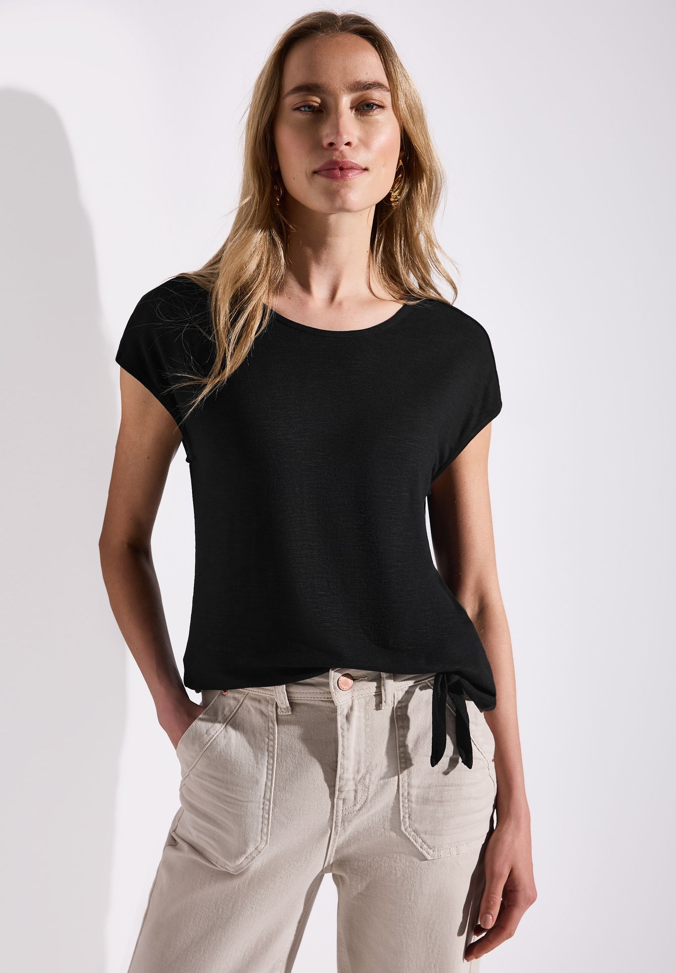 Street-One A323307 jersey shirt w.knot black 2900153921031